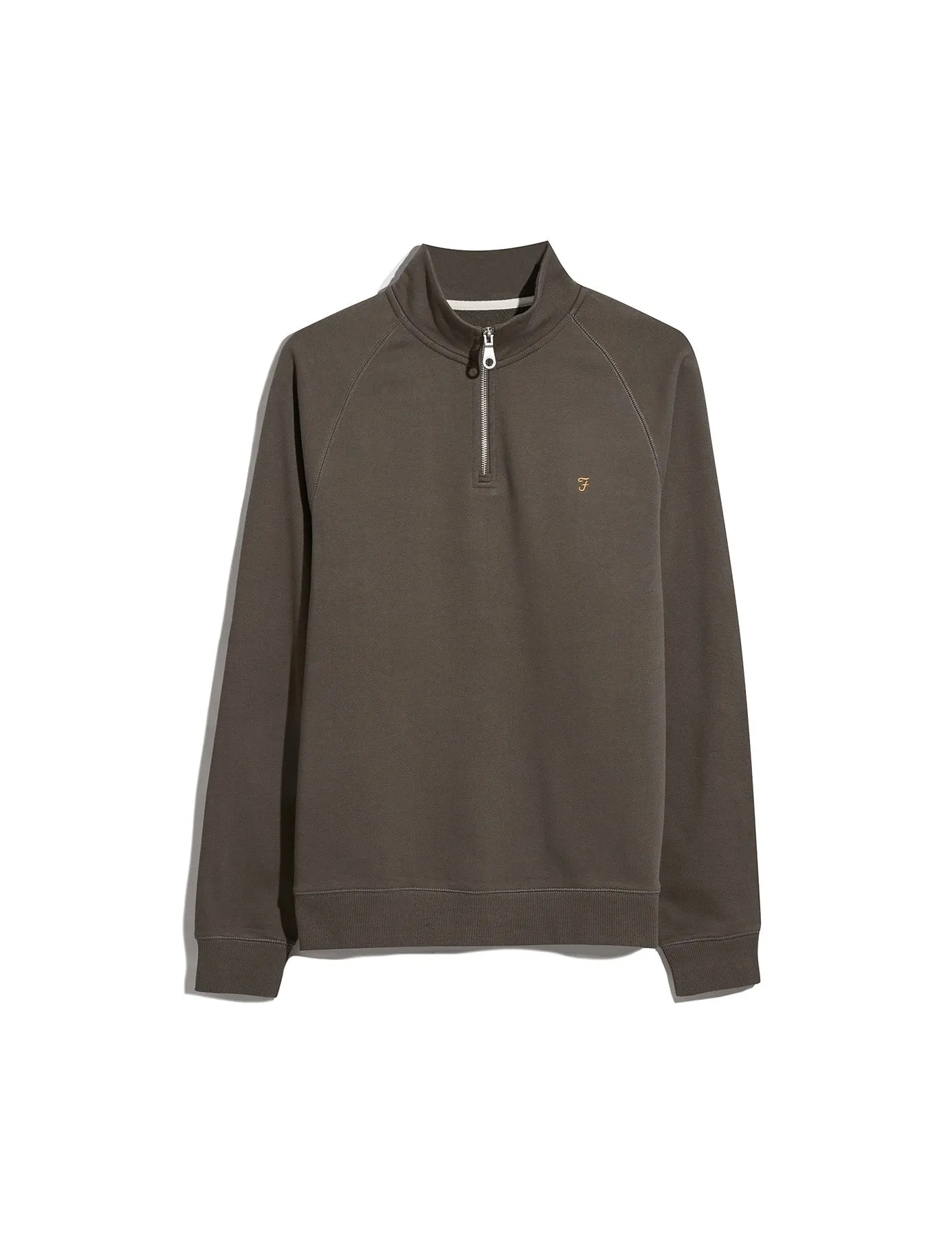 Jim Organic Cotton Quarter Zip Sweatshirt In Mushroom Grey sold by Farah product image thumbnail 5