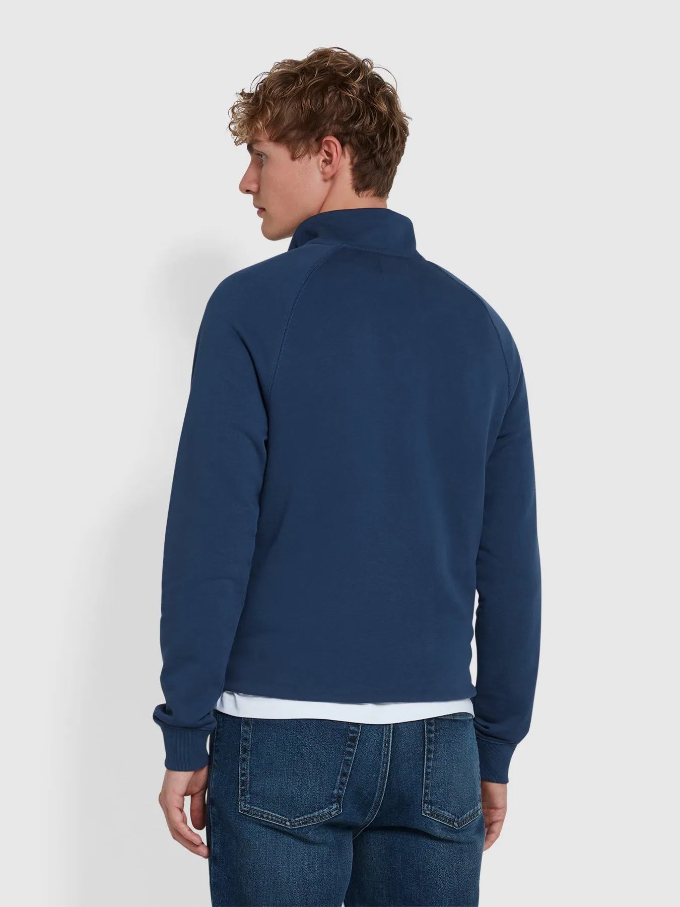 Jim Organic Cotton Quarter Zip Sweatshirt In Deep Blue sold by Farah product image thumbnail 3