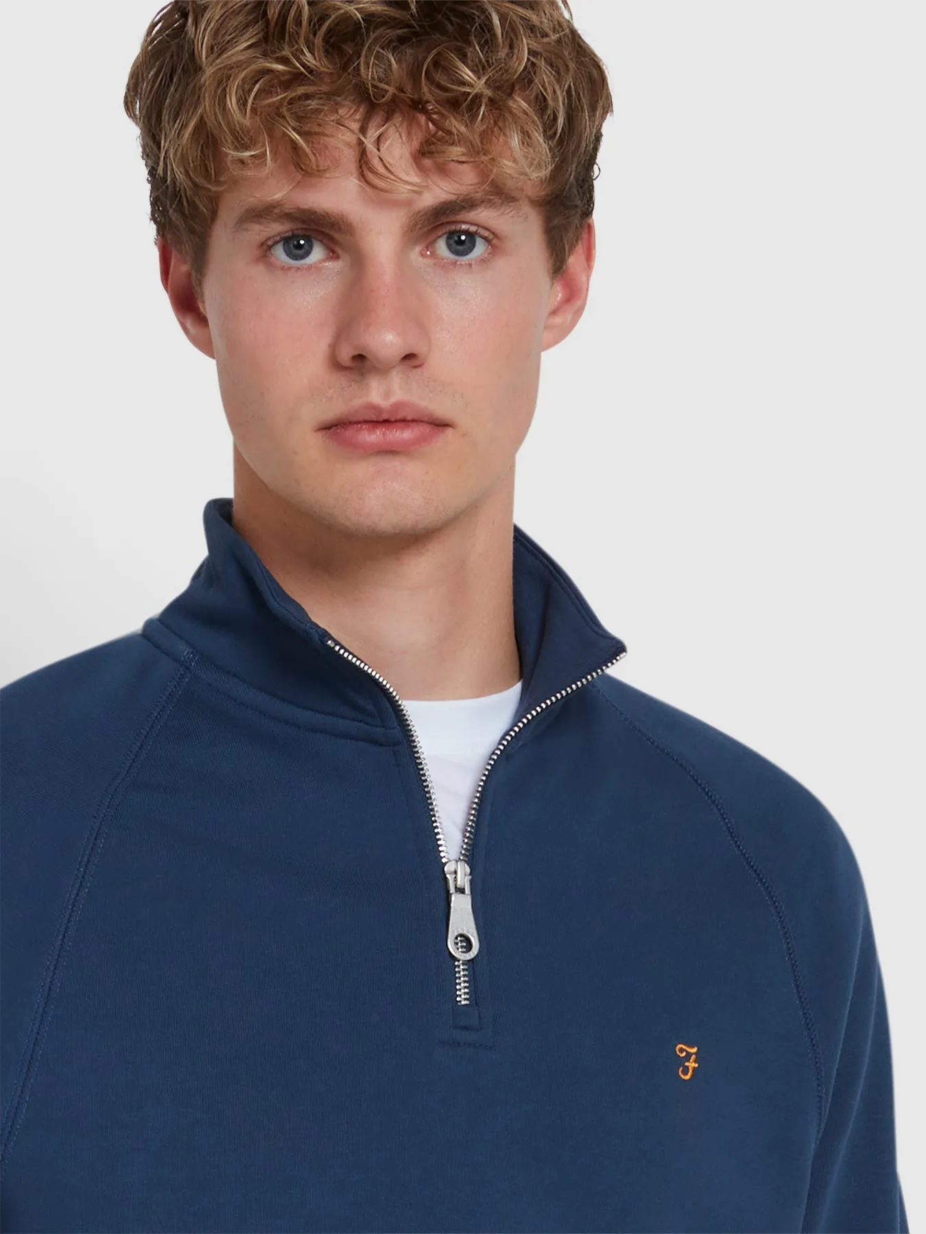 Jim Organic Cotton Quarter Zip Sweatshirt In Deep Blue sold by Farah product image thumbnail 4