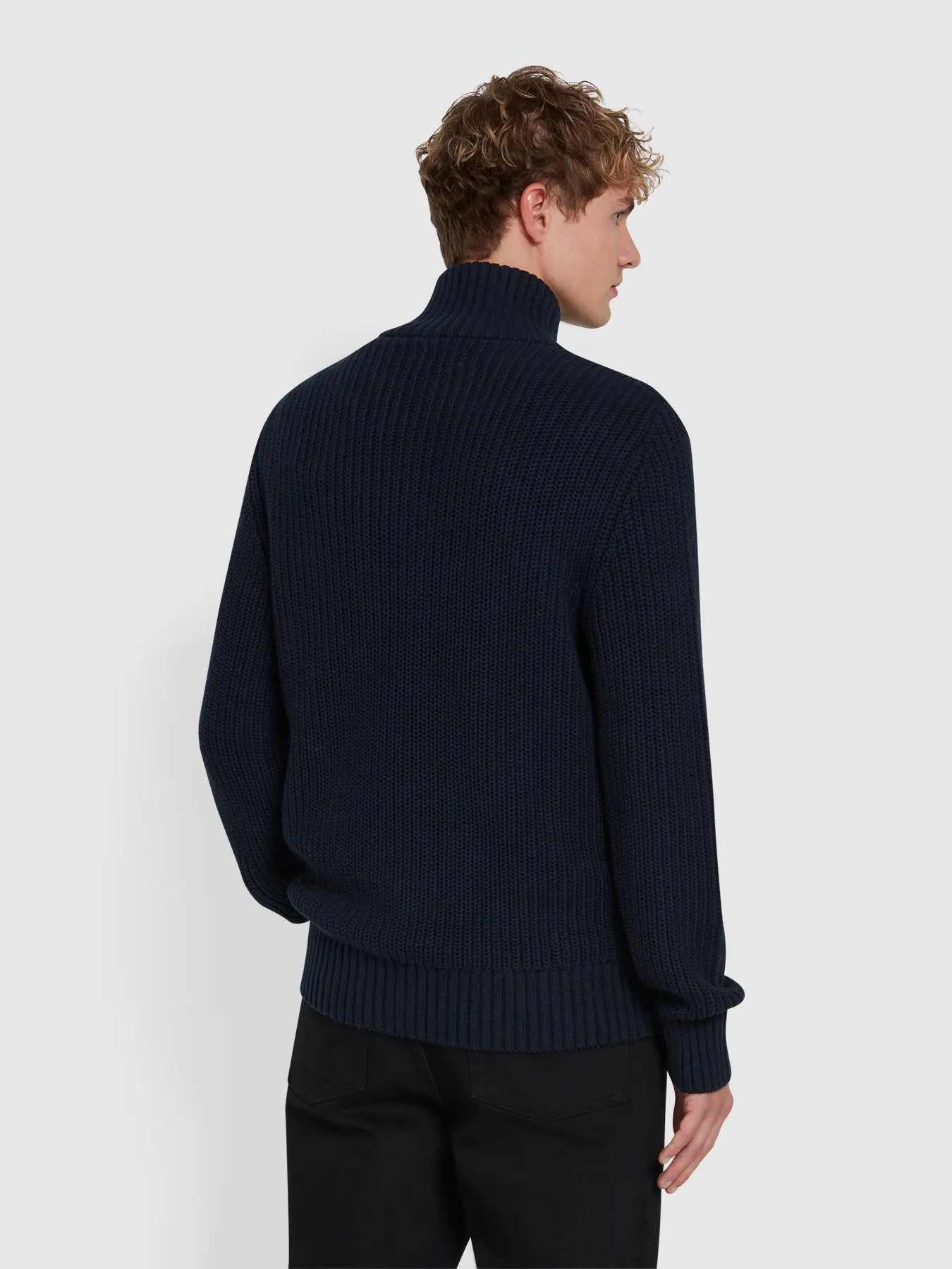 Crestone Zip Through Cardigan In True Navy sold by Farah product image thumbnail 3