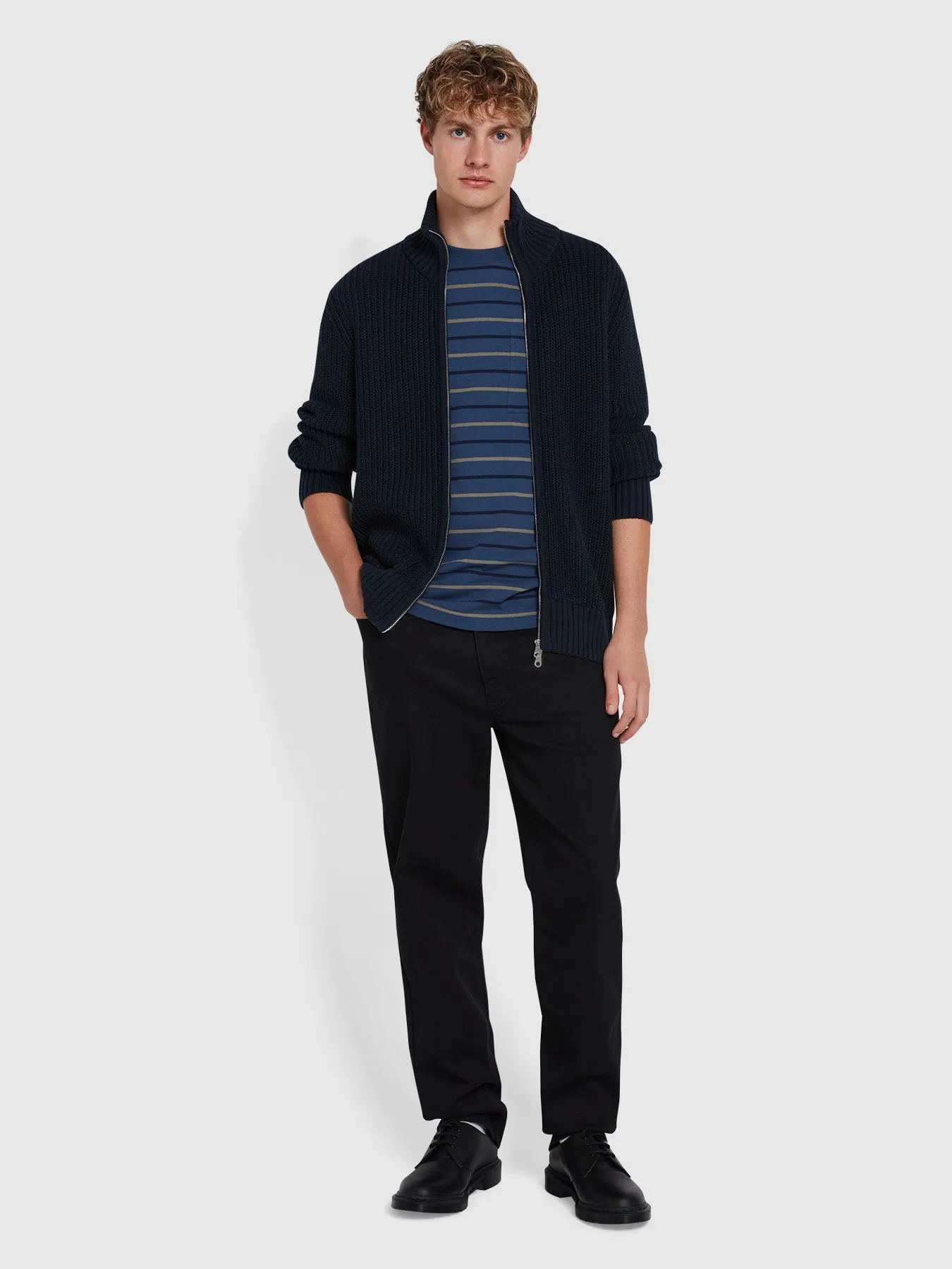 Crestone Zip Through Cardigan In True Navy sold by Farah product image thumbnail 2