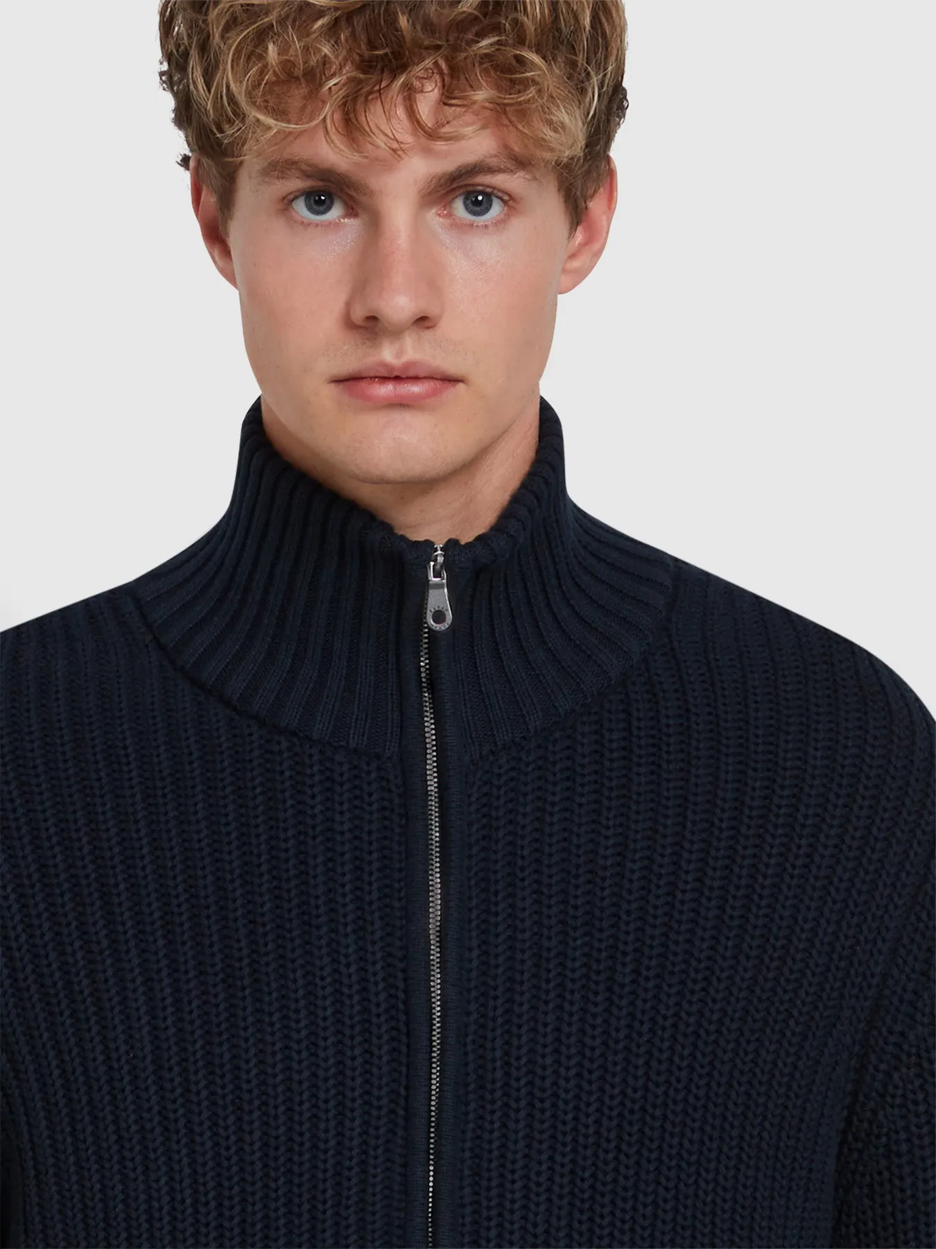 Crestone Zip Through Cardigan In True Navy sold by Farah product image thumbnail 4