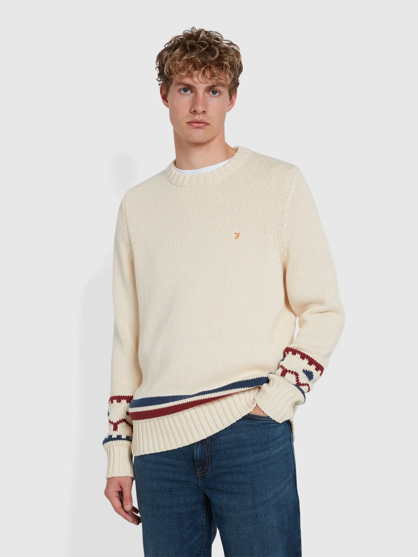 Alverstone Stripe Sweater In Cream sold by Farah
