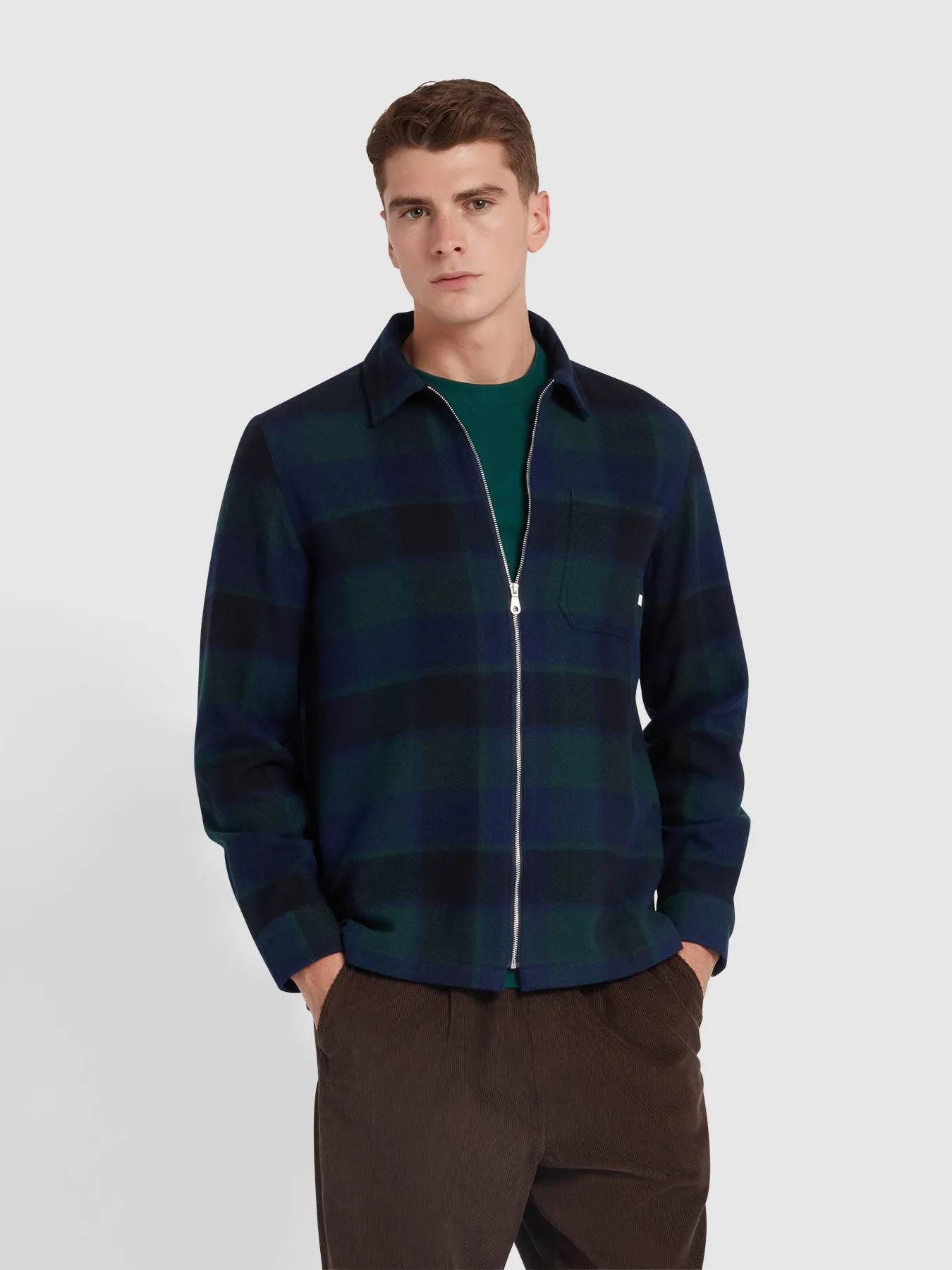 Fulbright Check Overshirt In Woodland Pine sold by Farah