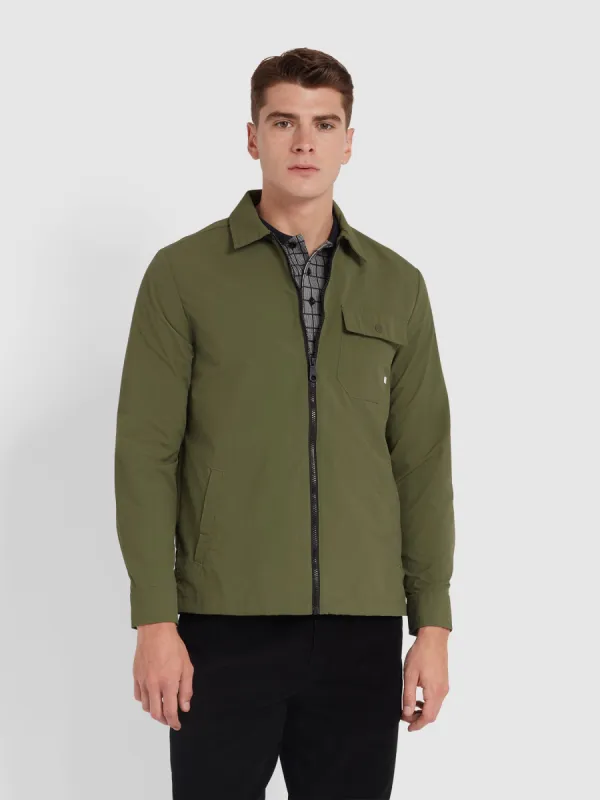 Holwick Zipped Overshirt In Olive Green sold by Farah