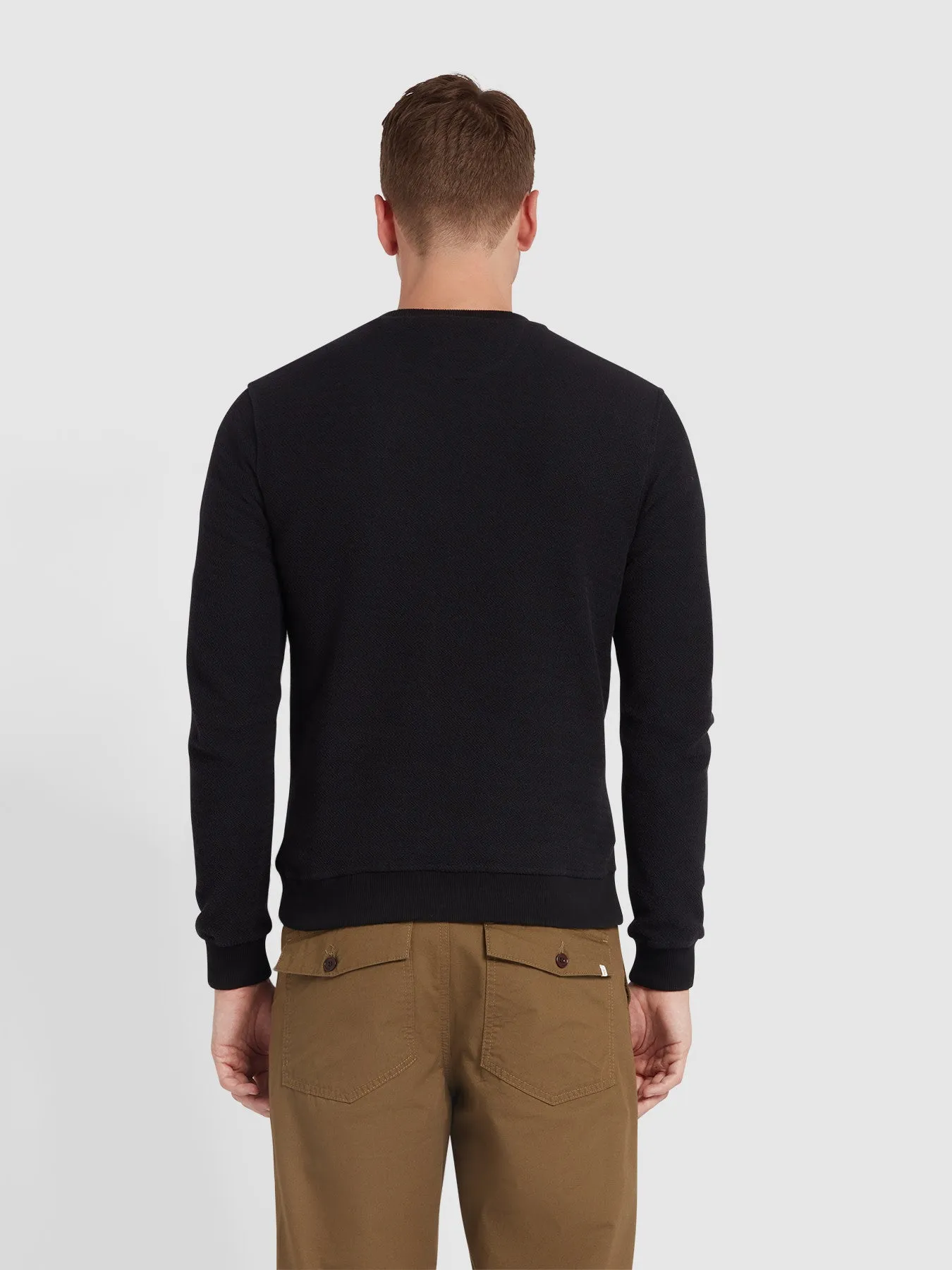 Manteno Regular Fit Crew Neck Sweater In Black sold by Farah product image thumbnail 3
