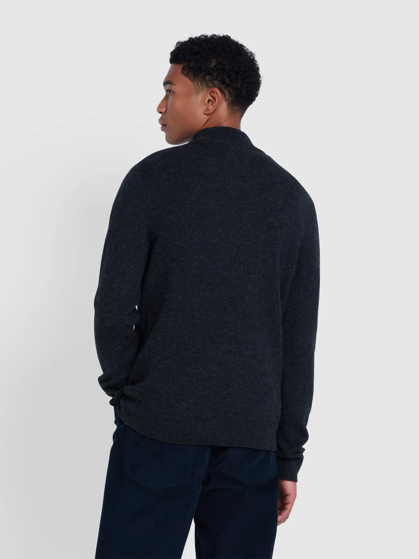 Birchall Quarter Zip Lambswool Sweater In Black Oyster sold by Farah product image thumbnail 3