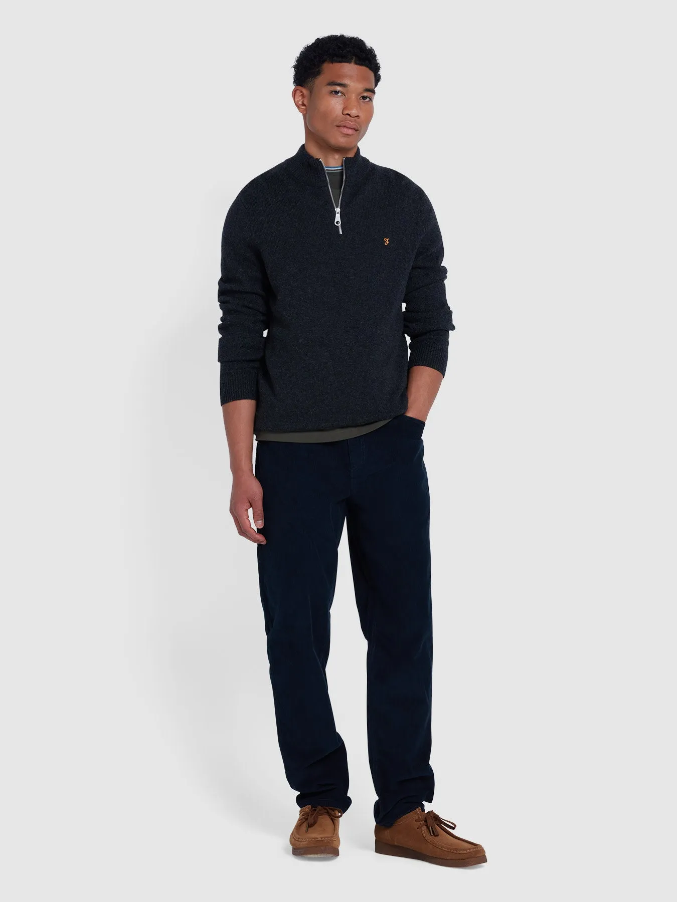 Birchall Quarter Zip Lambswool Sweater In Black Oyster sold by Farah product image thumbnail 2