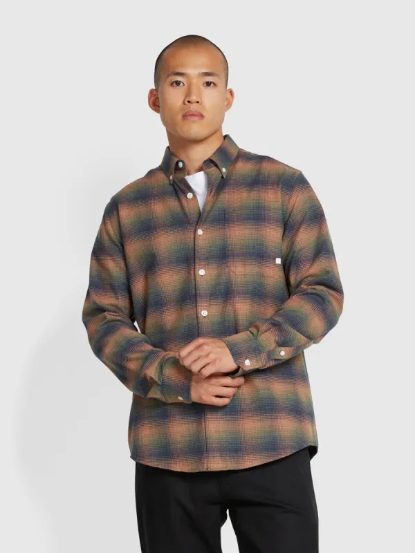 Fiennes Casual Fit Check Shirt In Russet sold by Farah