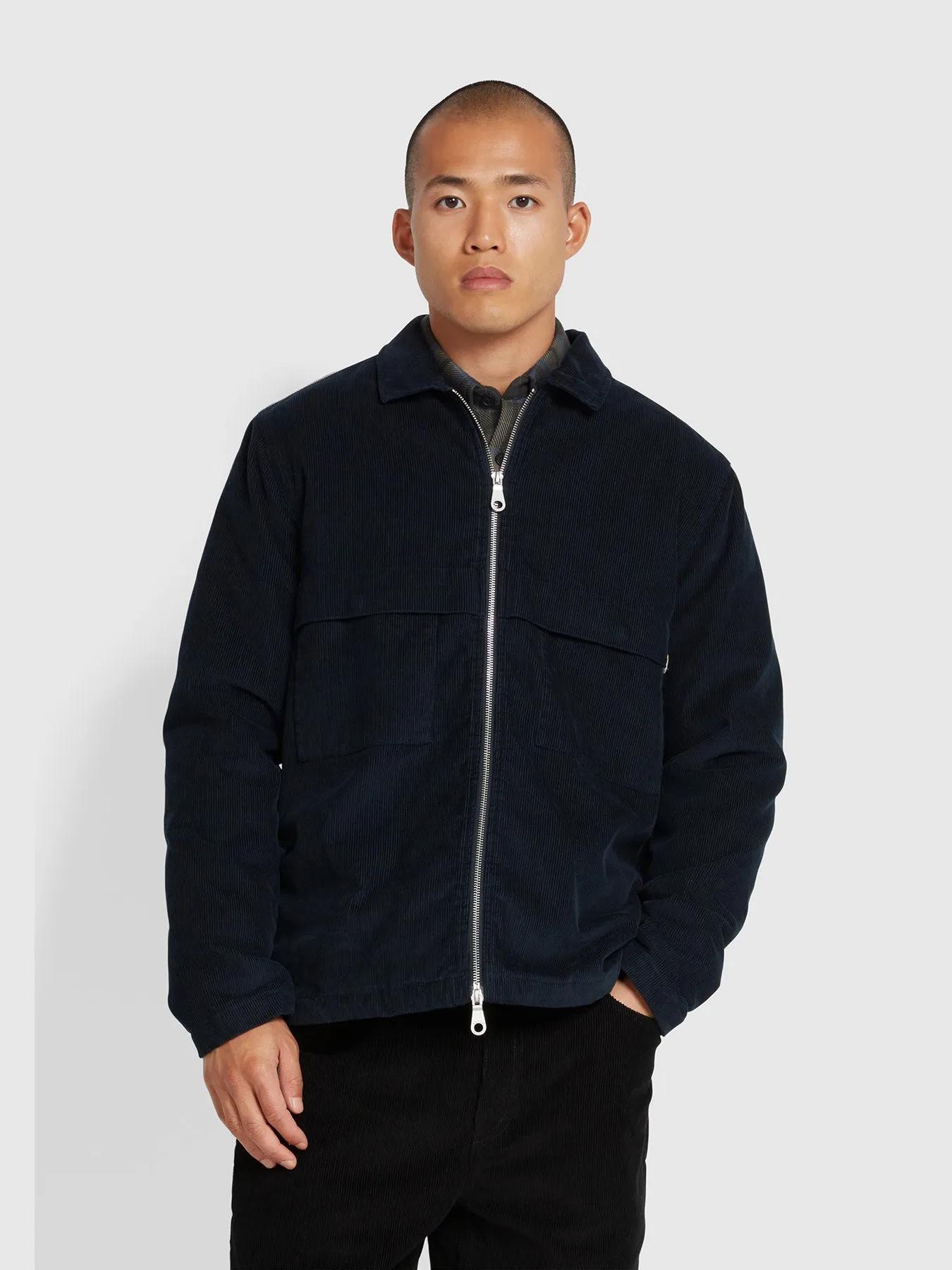 Schultz Quilted Overshirt In True Navy sold by Farah