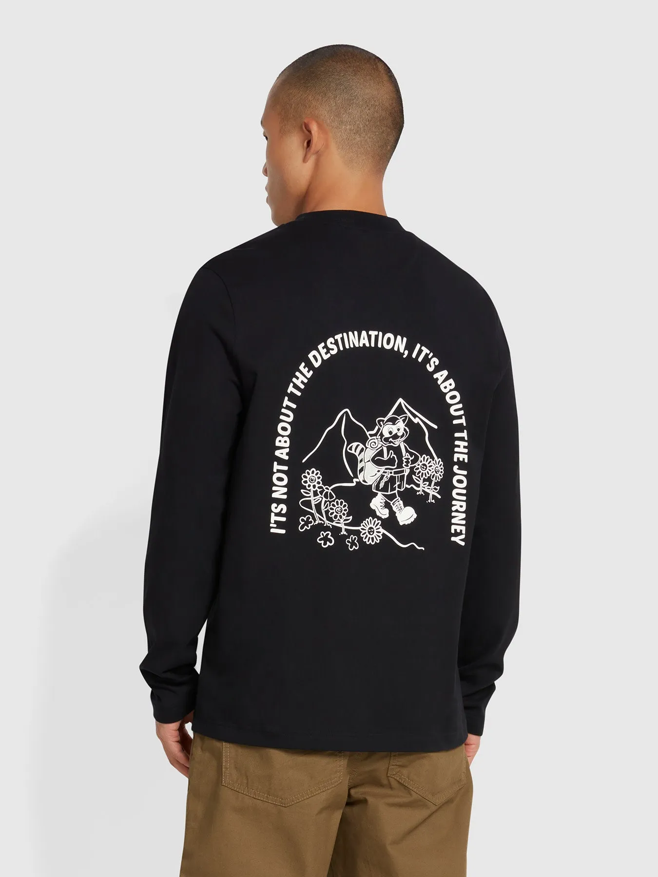 Grays Long Sleeve Graphic T-Shirt In Black sold by Farah