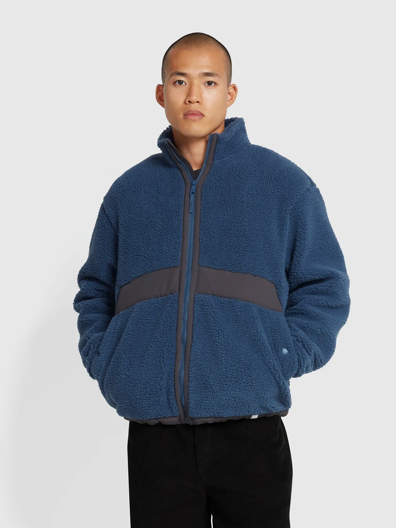 Elias Full Zip Fleece In Deep Blue sold by Farah