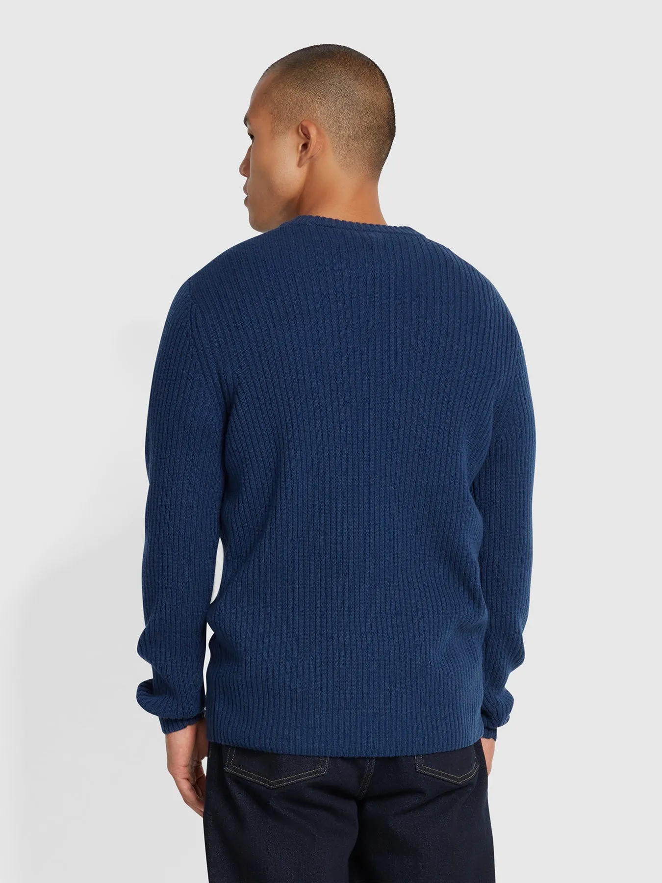 Halton Rib Sweater In Deep Blue sold by Farah product image thumbnail 3