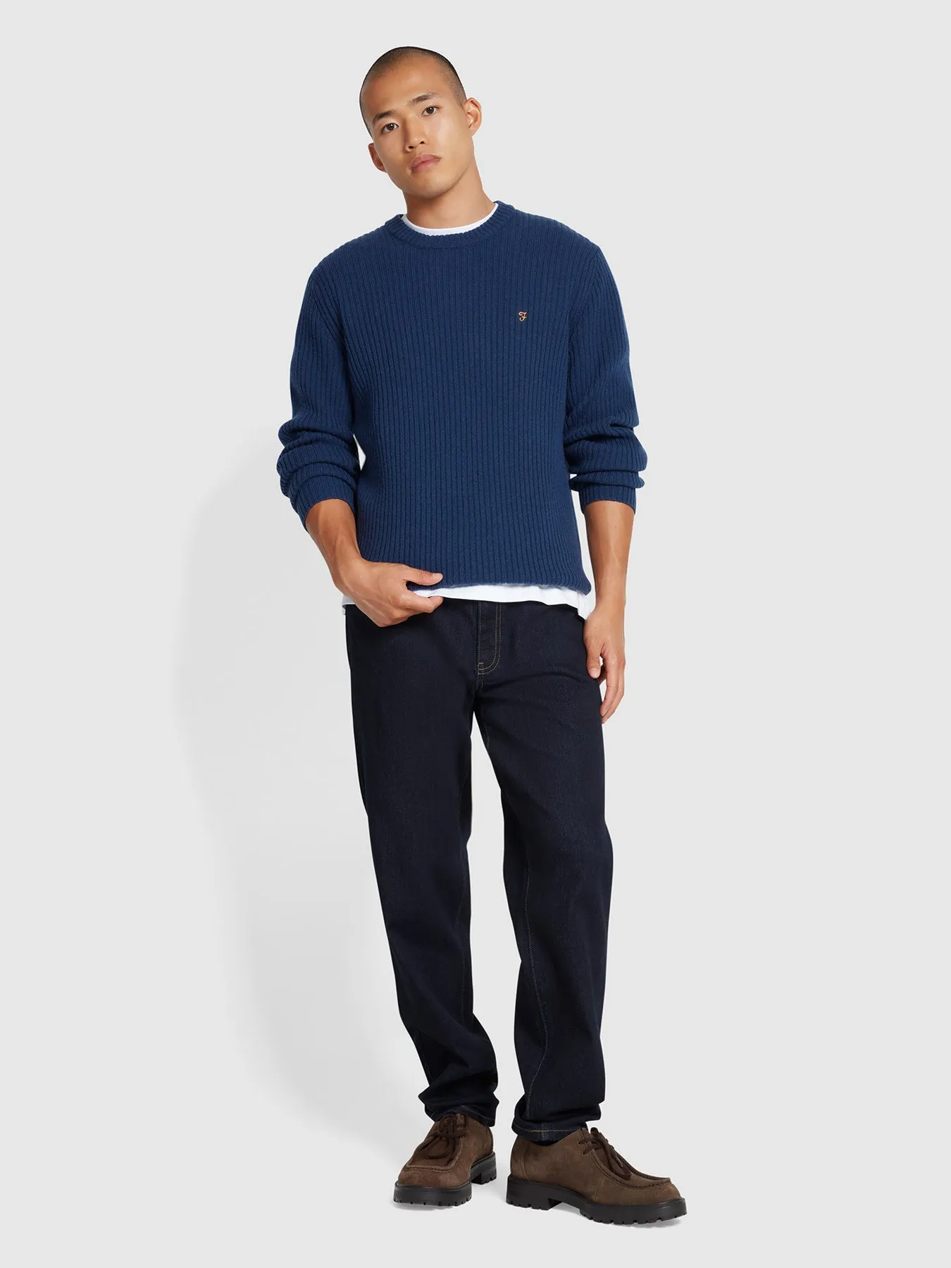 Halton Rib Sweater In Deep Blue sold by Farah product image thumbnail 2