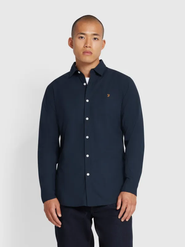 Yorke Slim Fit Shirt In True Navy sold by Farah