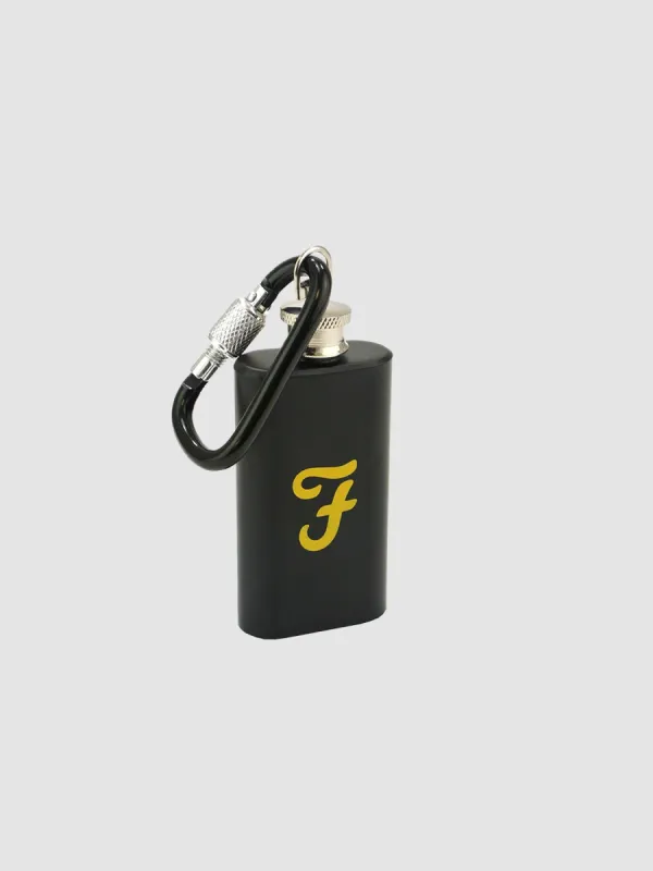 2oz Mini Hip Flask With Carabina Clip In Deep Black sold by Farah