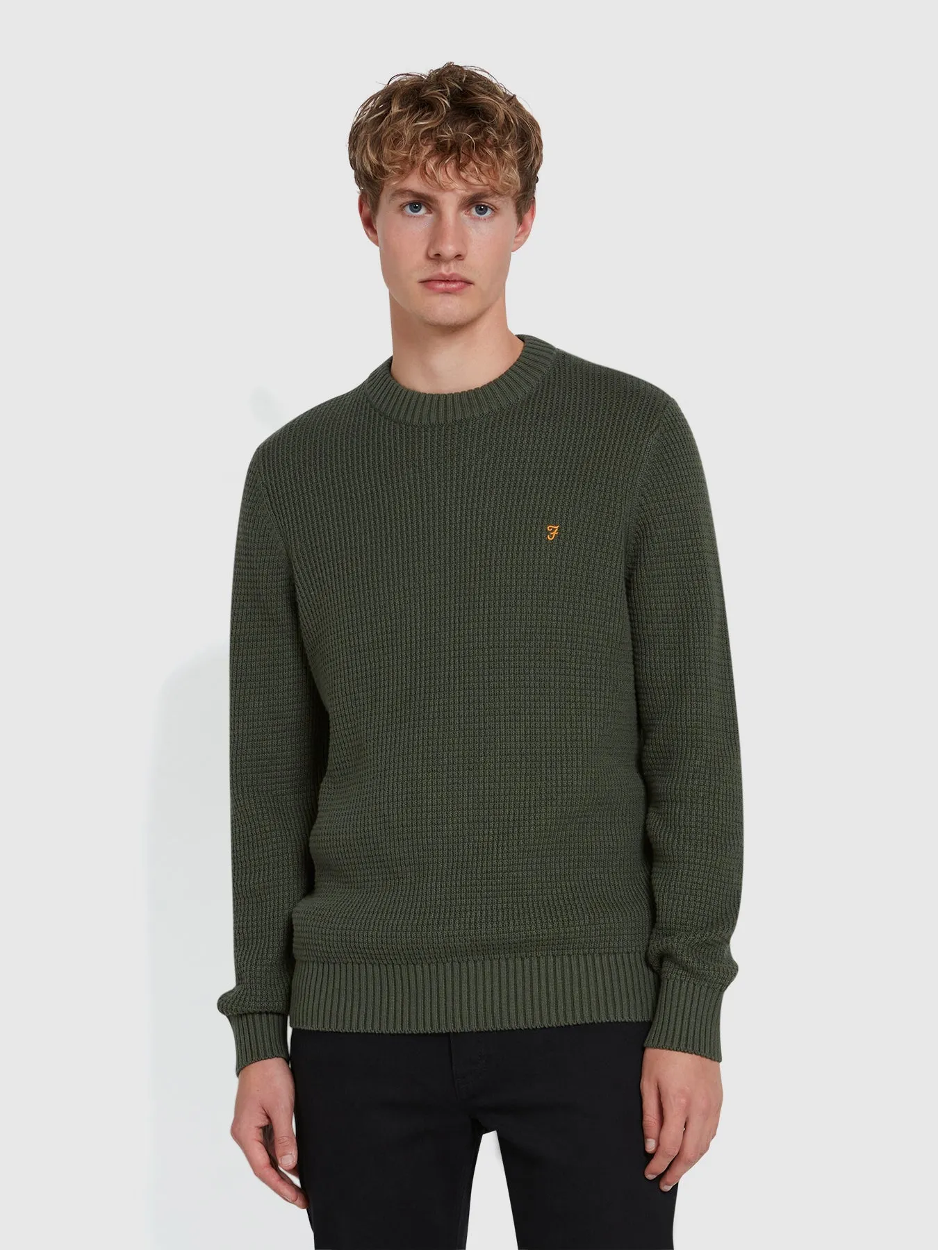 Foraker Crew Neck Sweater In Rosemary sold by Farah