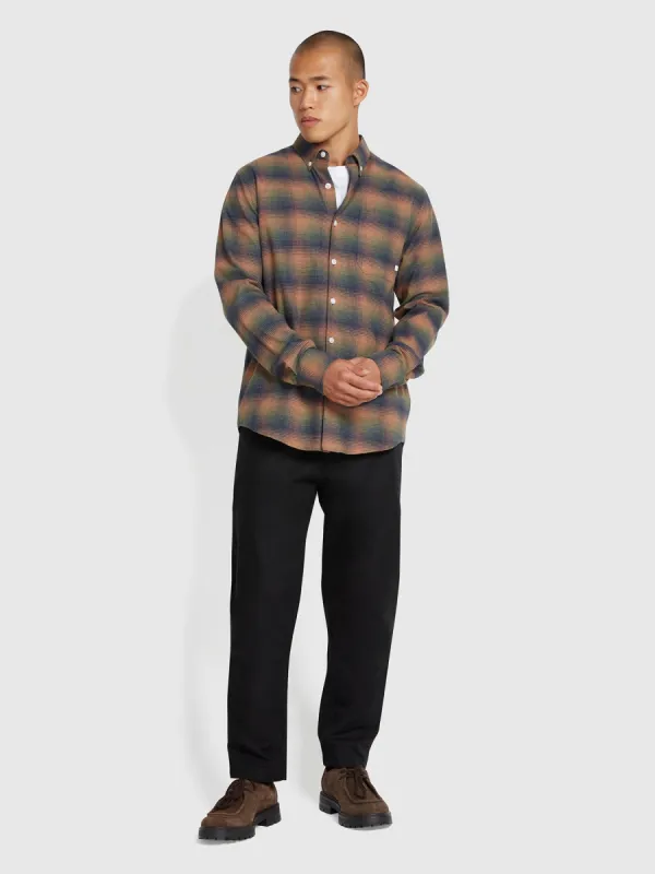 Norwood Regular Fit Cotton Hopsack Trousers In Black sold by Farah
