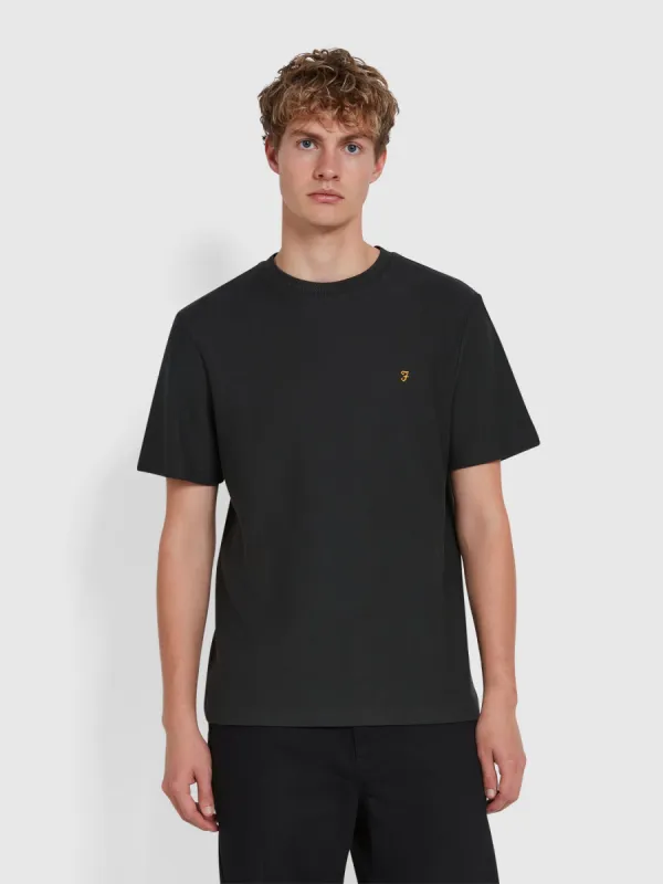 Fairweather Jacquard T-Shirt In Washed Black sold by Farah