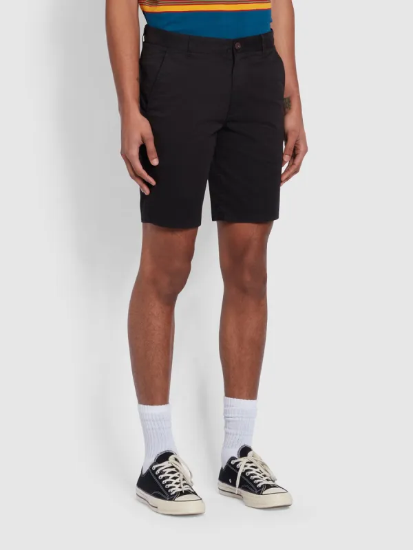 Hawk Regular Fit Organic Cotton Chino Shorts In Black sold by Farah