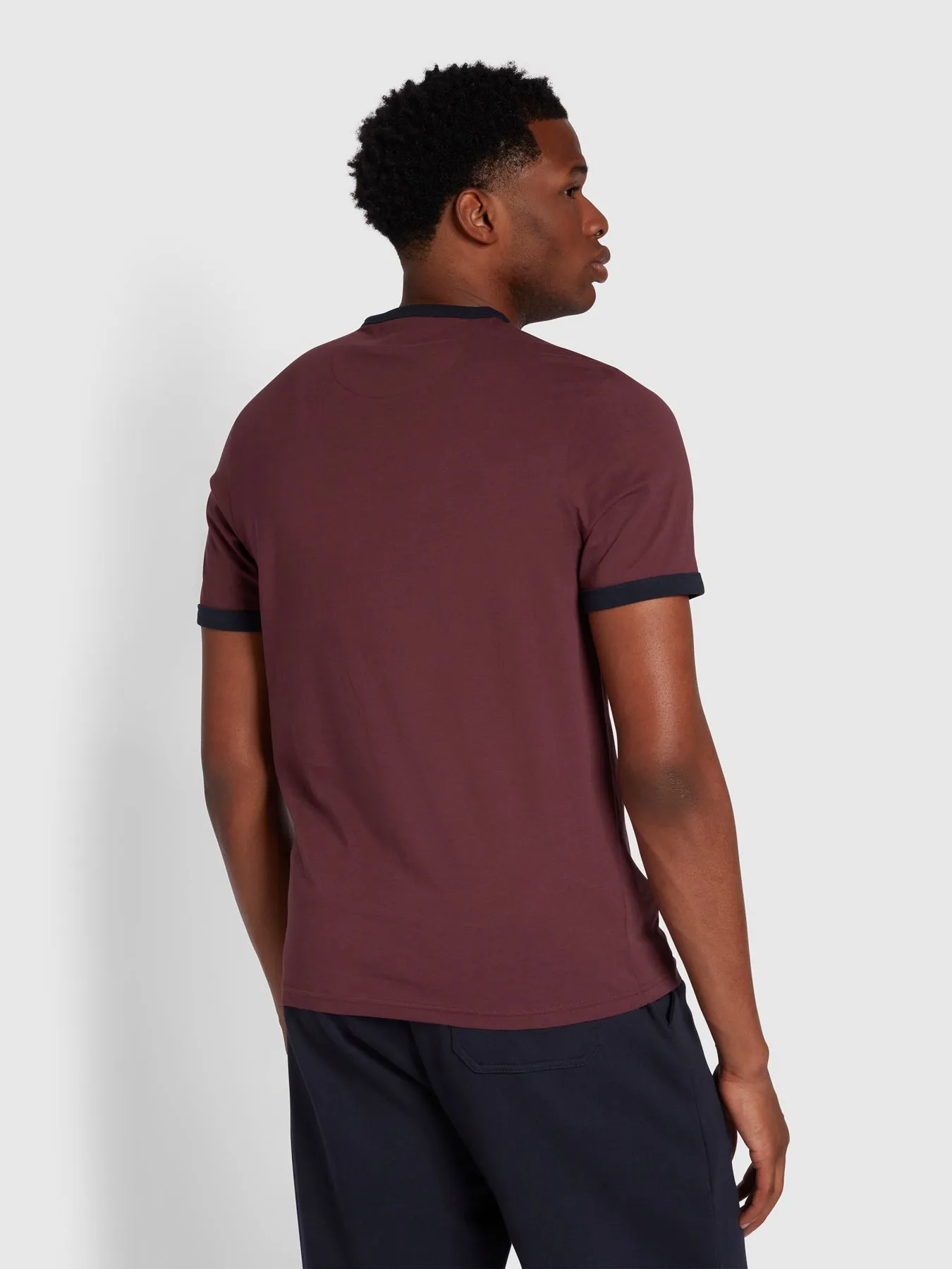 Groves Slim Fit Organic Cotton Ringer T-Shirt In Farah Red sold by Farah product image thumbnail 4