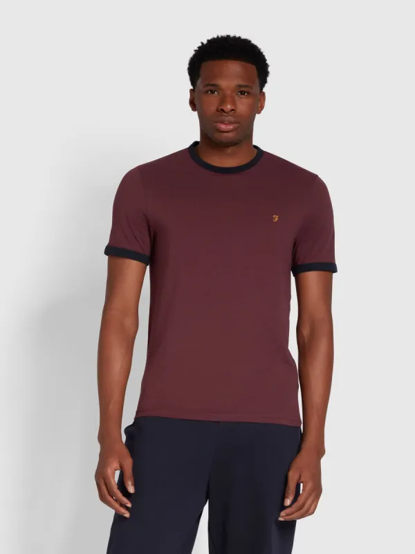 Groves Slim Fit Organic Cotton Ringer T-Shirt In Farah Red sold by Farah