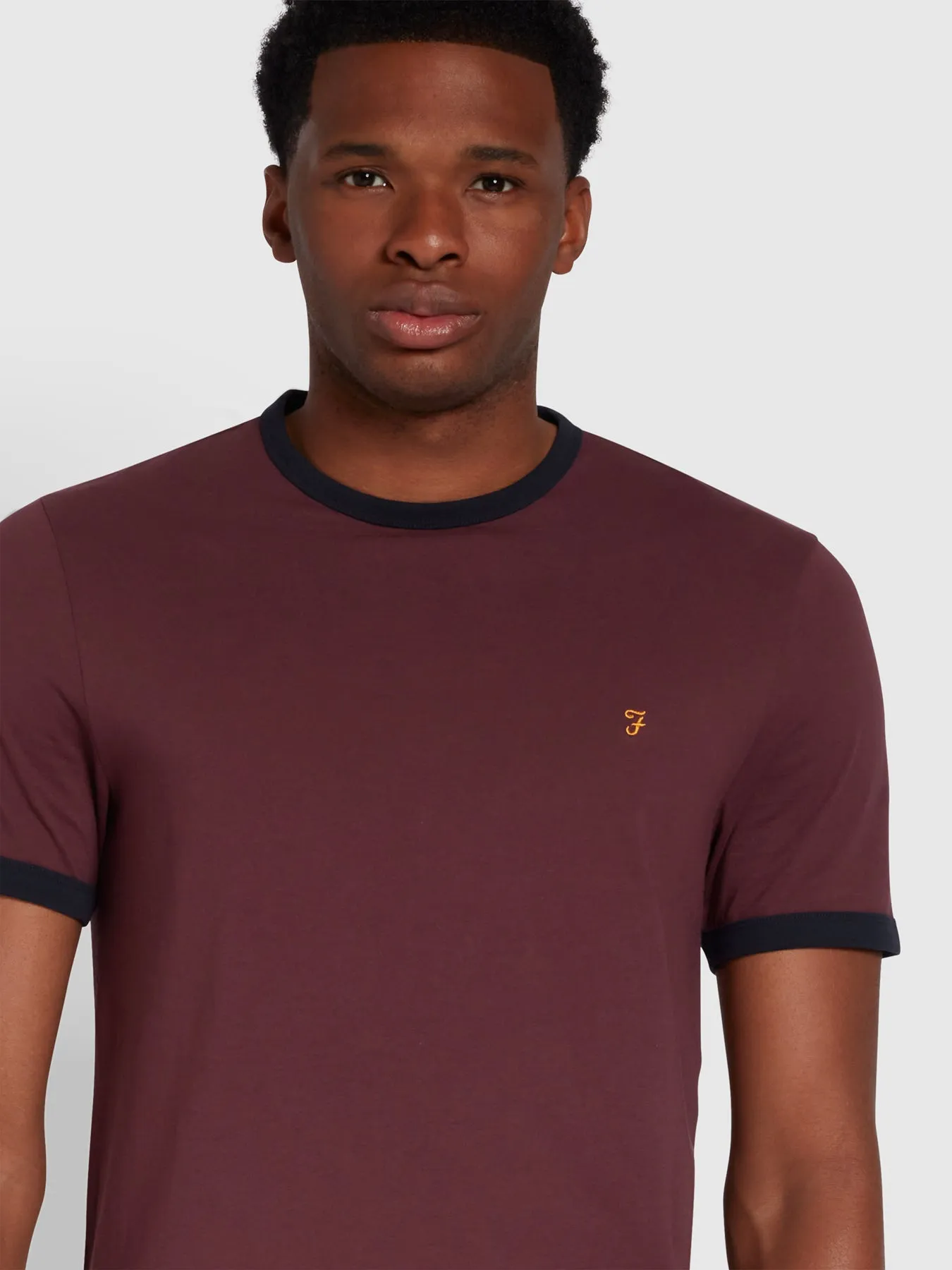Groves Slim Fit Organic Cotton Ringer T-Shirt In Farah Red sold by Farah product image thumbnail 3