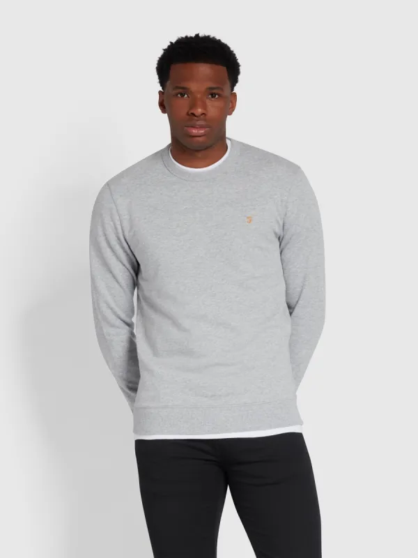 Tim Organic Cotton Crew Neck Sweatshirt In Light Grey Marl sold by Farah