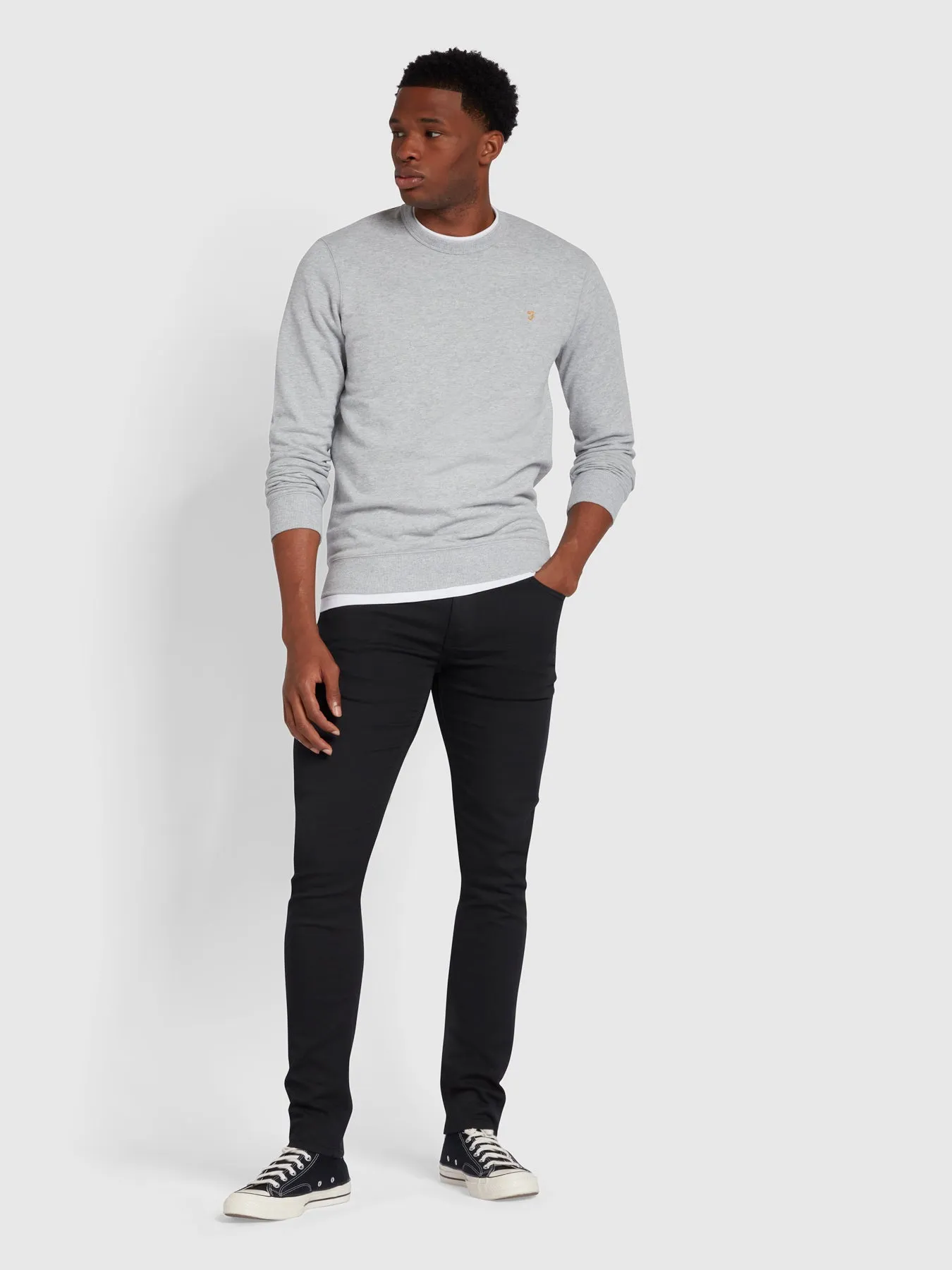 Tim Organic Cotton Crew Neck Sweatshirt In Light Grey Marl sold by Farah product image thumbnail 2