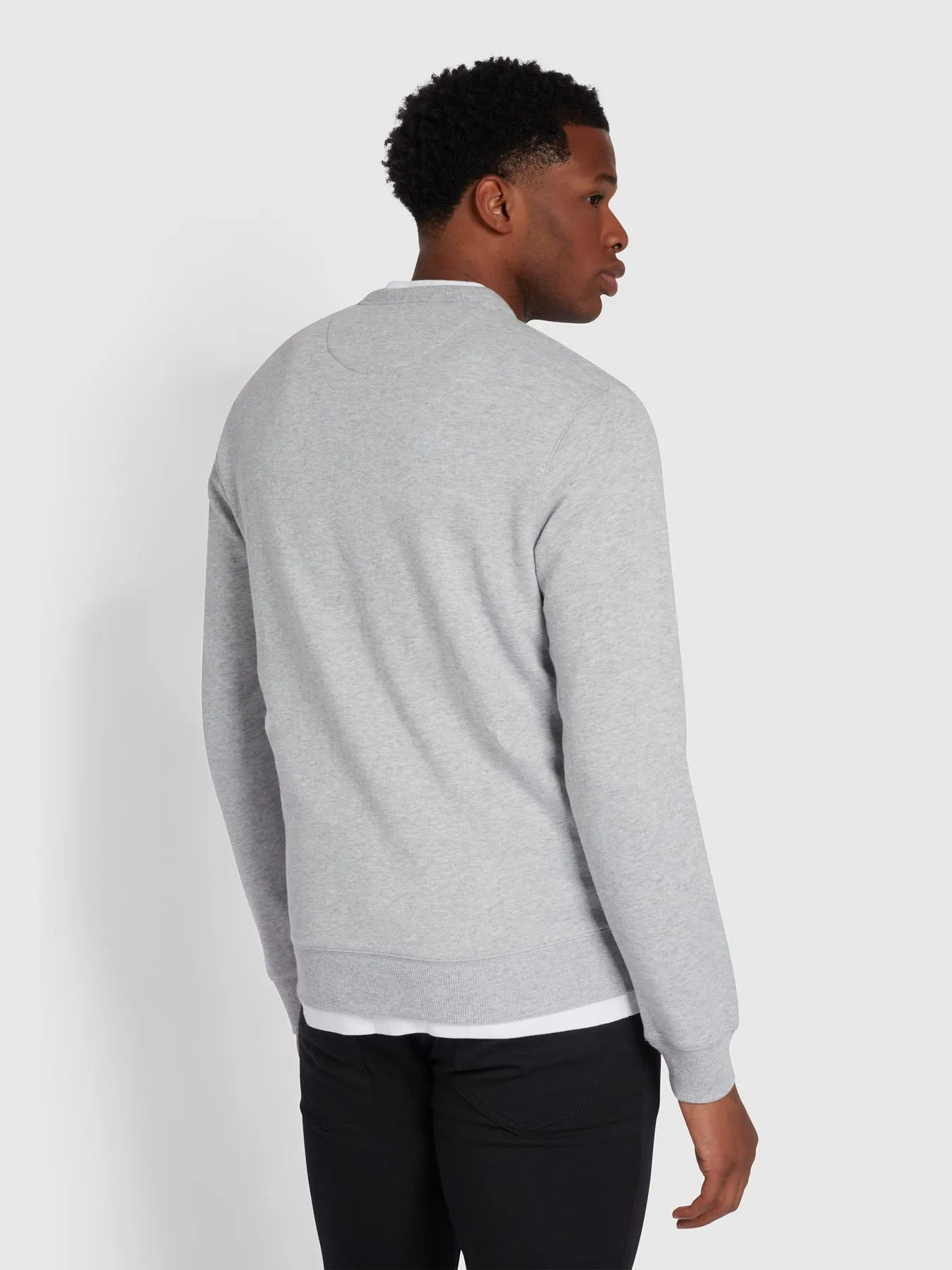 Tim Organic Cotton Crew Neck Sweatshirt In Light Grey Marl sold by Farah product image thumbnail 4
