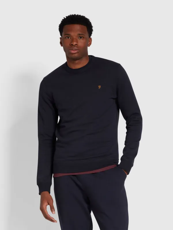 Tim Organic Cotton Crew Neck Sweatshirt In True Navy sold by Farah