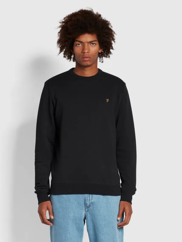 Tim Organic Cotton Crew Neck Sweatshirt In Black sold by Farah