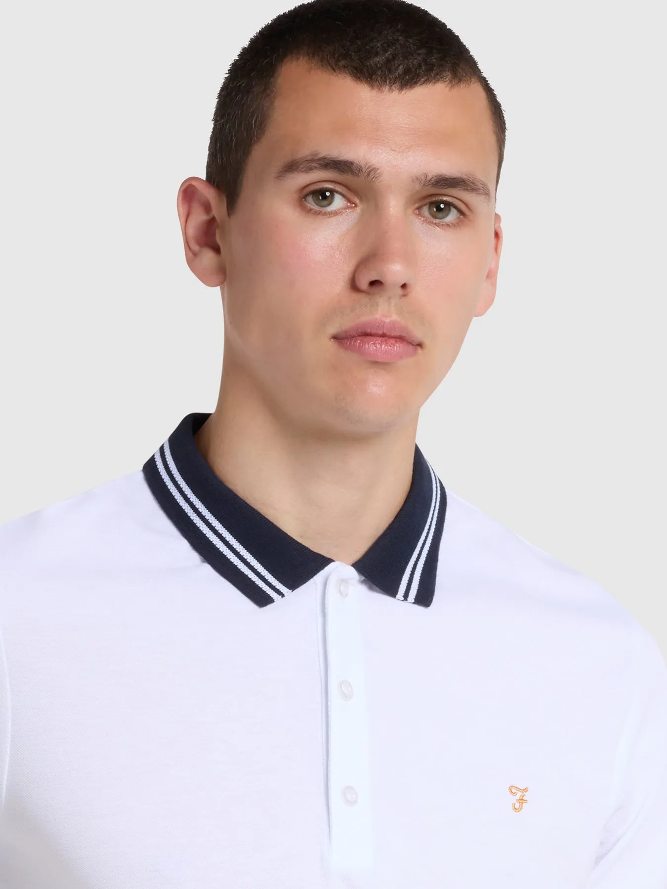 Stanton Slim Fit Tipped Organic Cotton Polo Shirt In White sold by Farah product image thumbnail 3