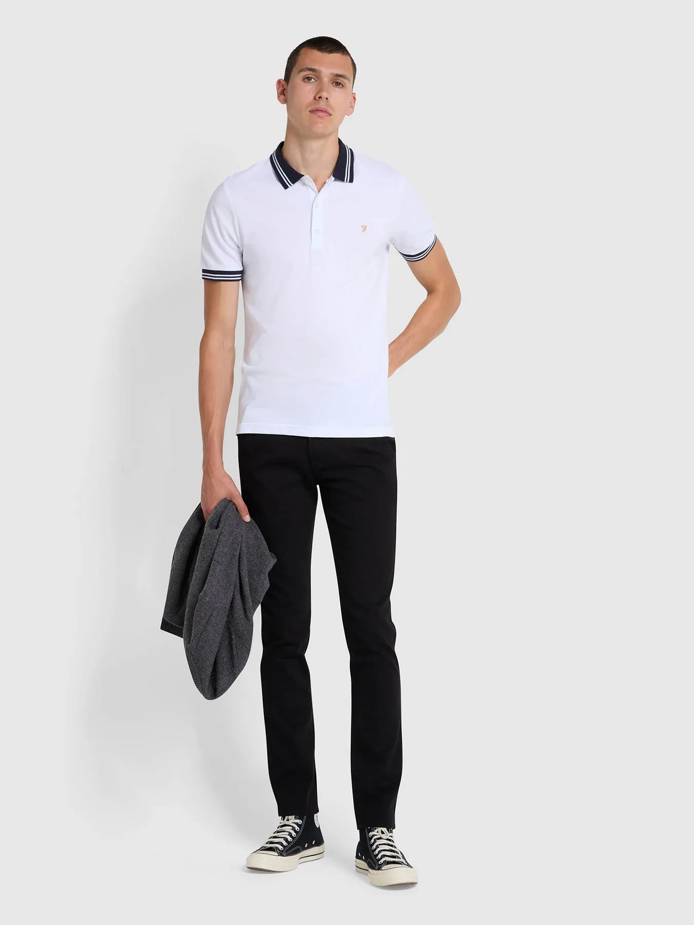 Stanton Slim Fit Tipped Organic Cotton Polo Shirt In White sold by Farah product image thumbnail 2