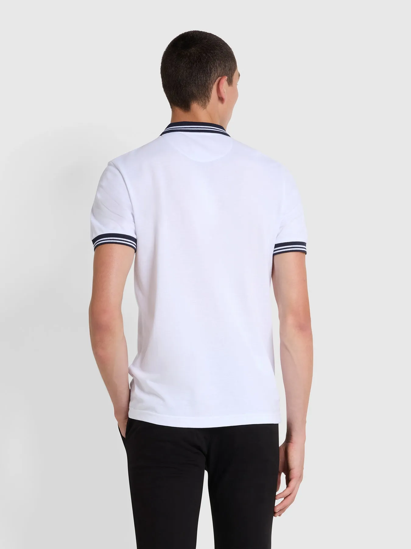 Stanton Slim Fit Tipped Organic Cotton Polo Shirt In White sold by Farah product image thumbnail 4