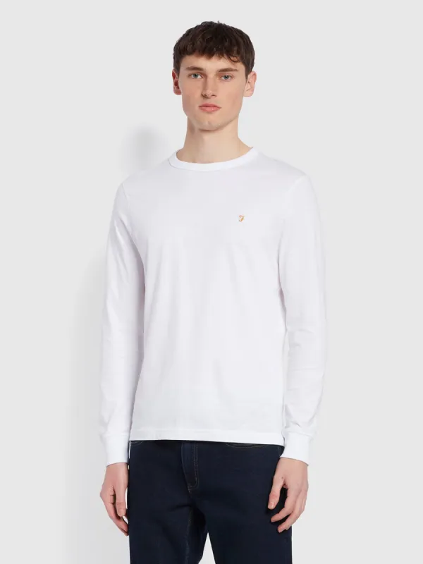 Worthington Slim Fit Long Sleeve Organic Cotton T-Shirt In White sold by Farah