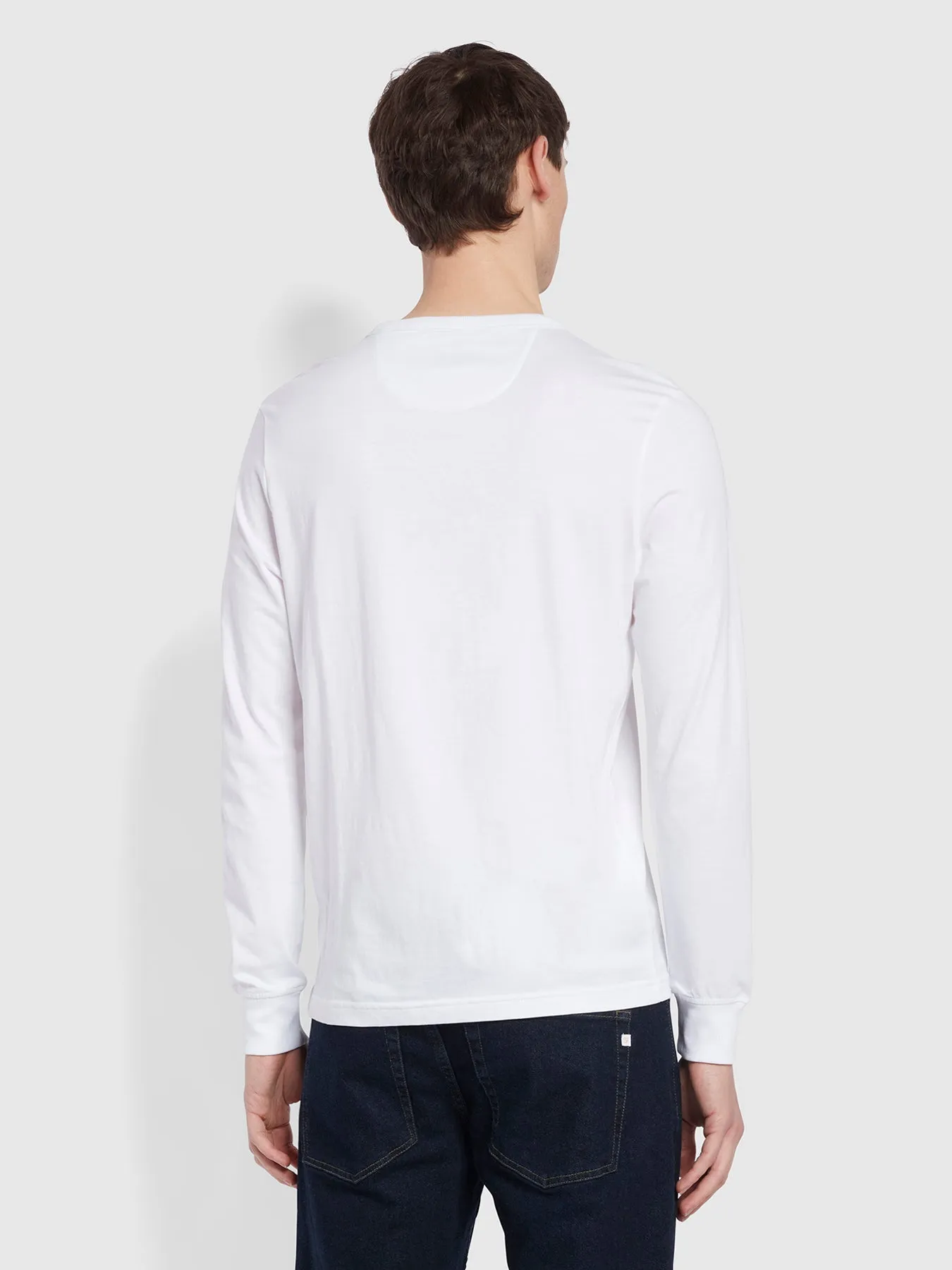 Worthington Slim Fit Long Sleeve Organic Cotton T-Shirt In White sold by Farah product image thumbnail 4