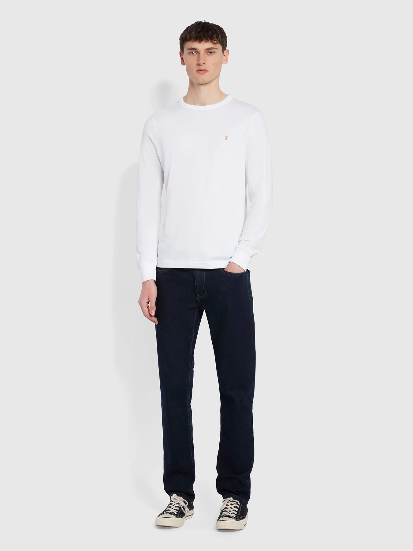 Worthington Slim Fit Long Sleeve Organic Cotton T-Shirt In White sold by Farah product image thumbnail 2