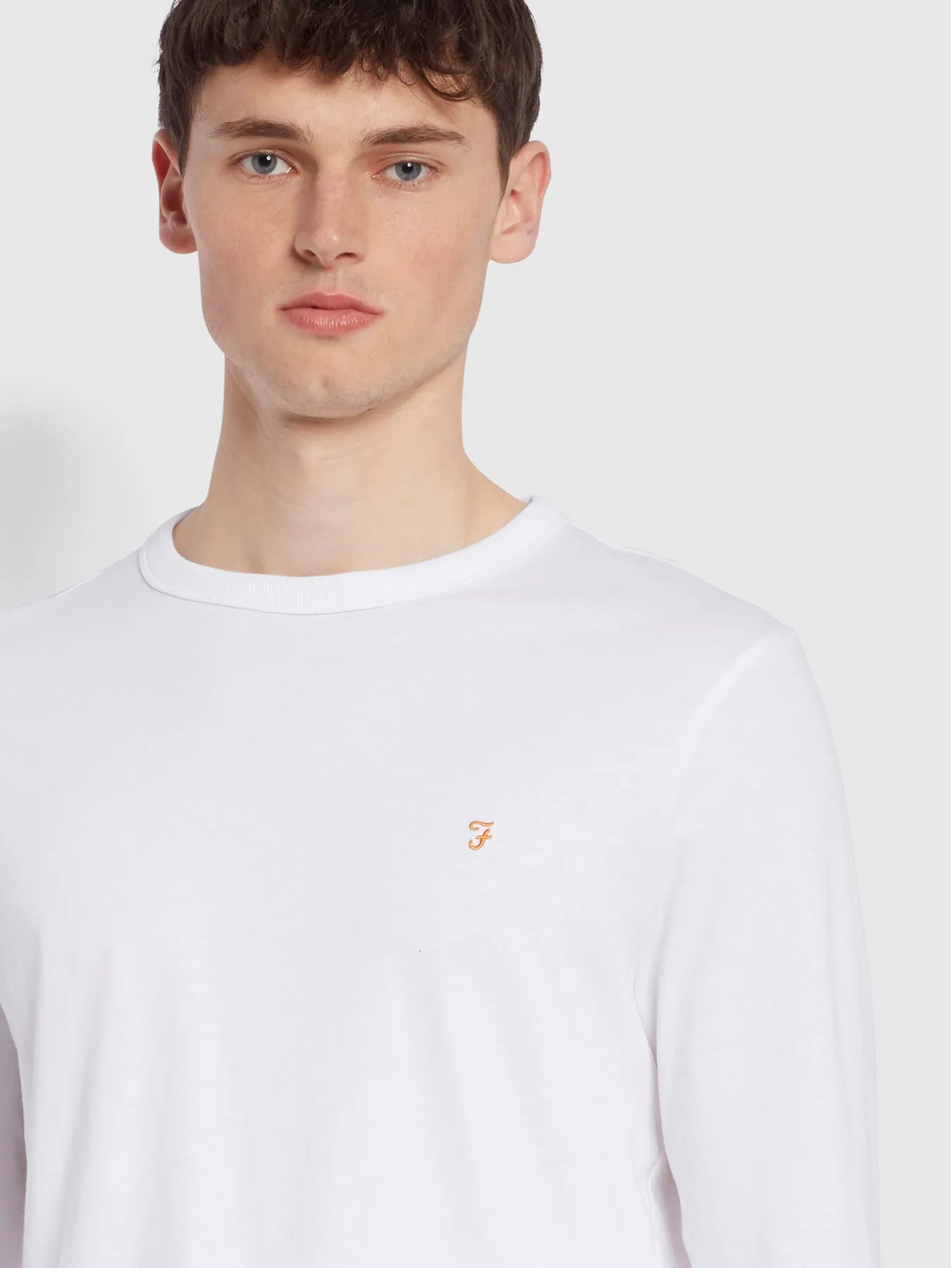 Worthington Slim Fit Long Sleeve Organic Cotton T-Shirt In White sold by Farah product image thumbnail 3