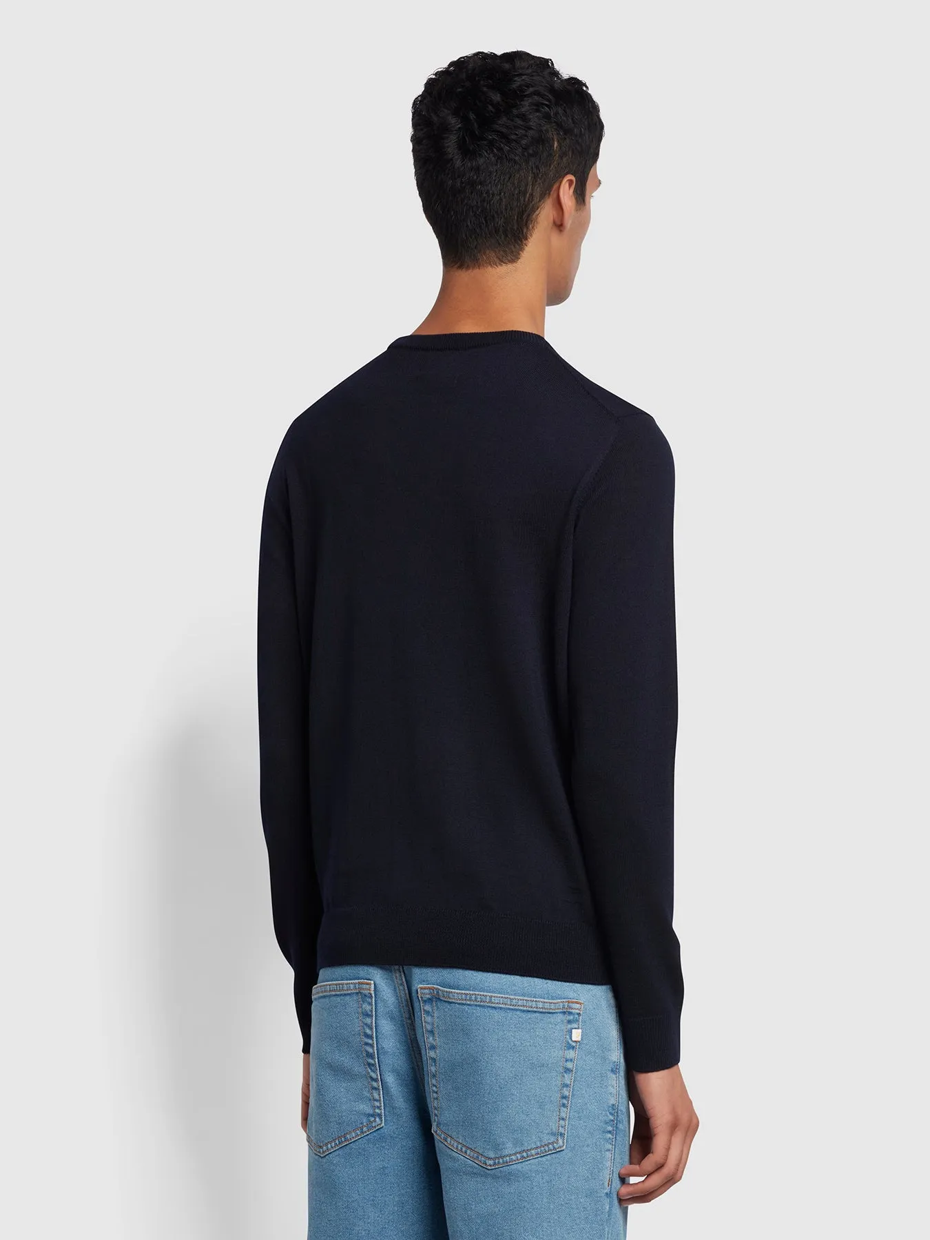 Mullen Merino Wool Crew Neck Sweater In Navy sold by Farah product image thumbnail 3