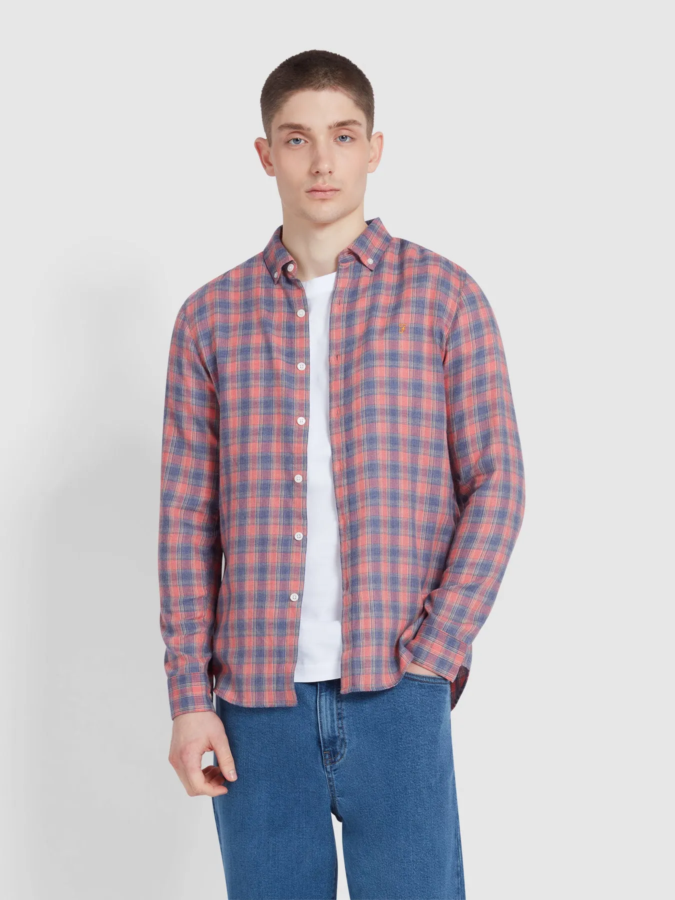 Hamilton Check Shirt In Red Russian sold by Farah