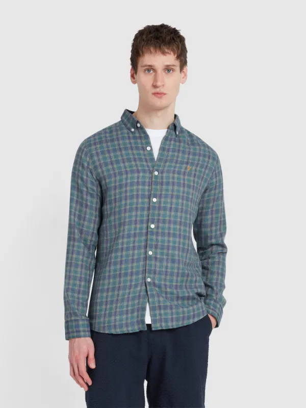 Hamilton Check Shirt In Mallard Green sold by Farah