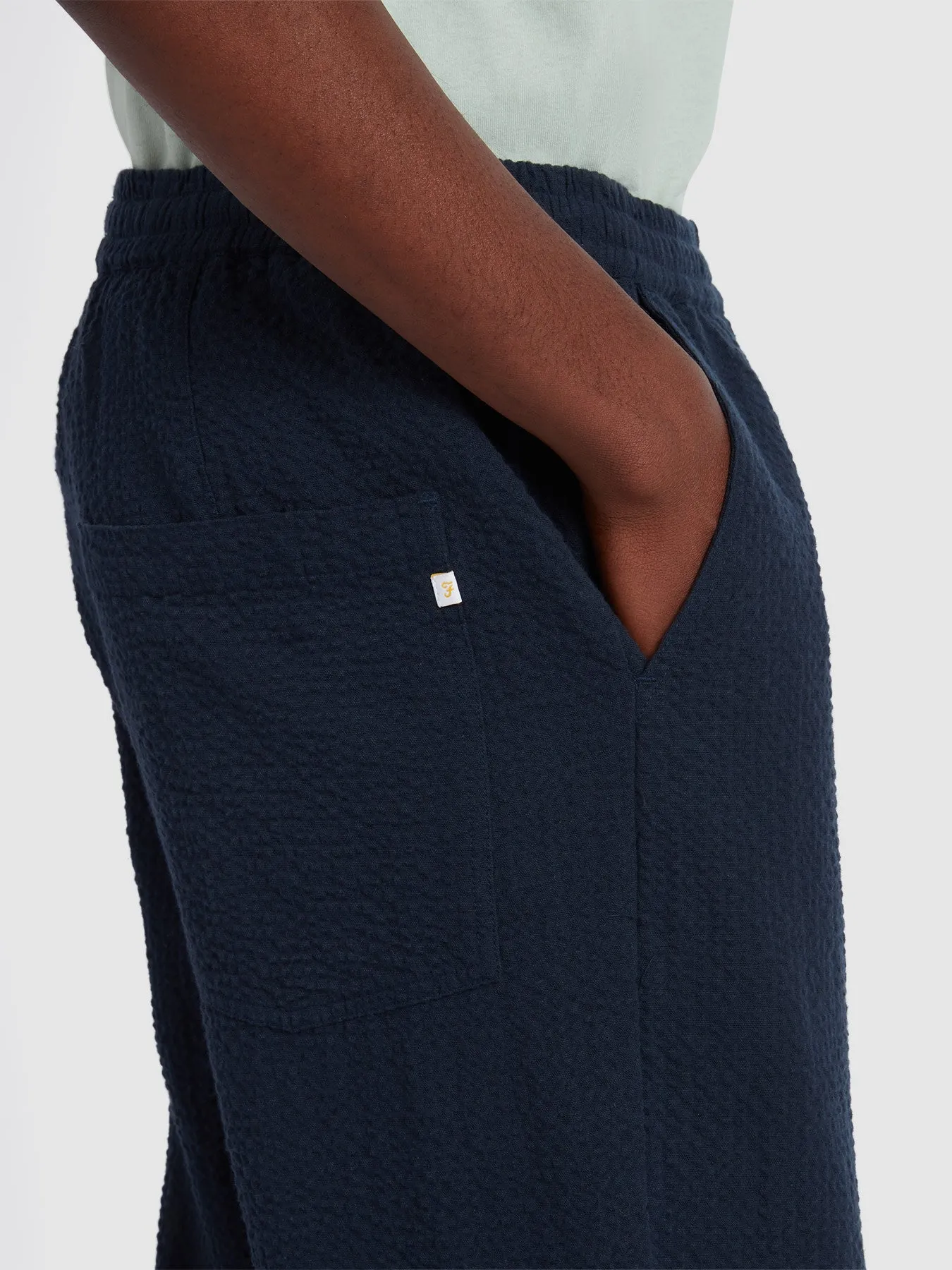 Hawtin Relaxed Tapered Fit Seersucker Trousers In True Navy sold by Farah product image thumbnail 4