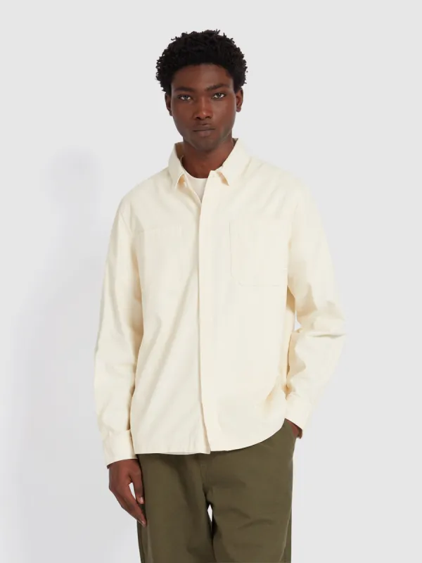 Leon Overshirt In Cream made by Farah