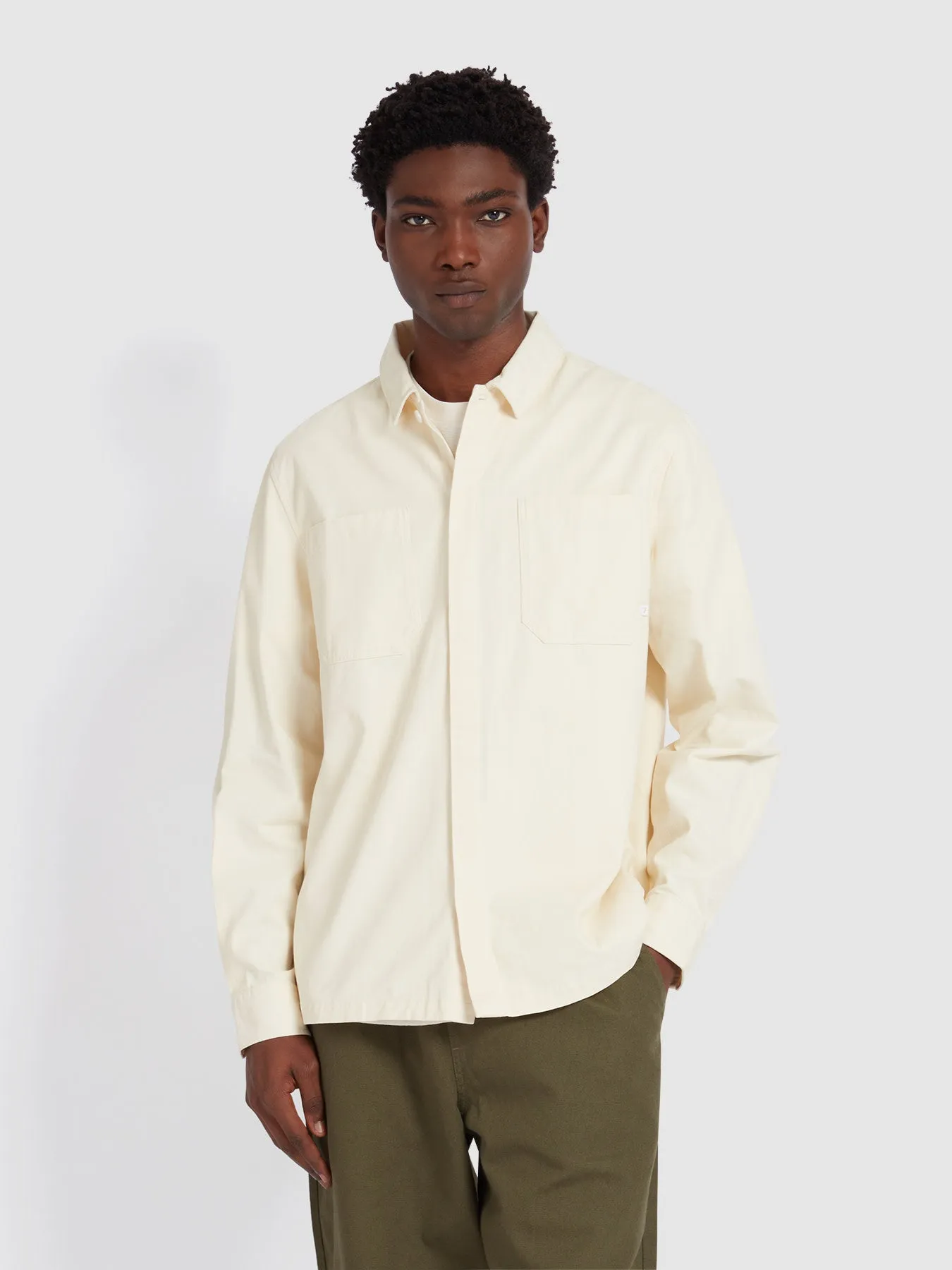 Leon Overshirt In Cream sold by Farah
