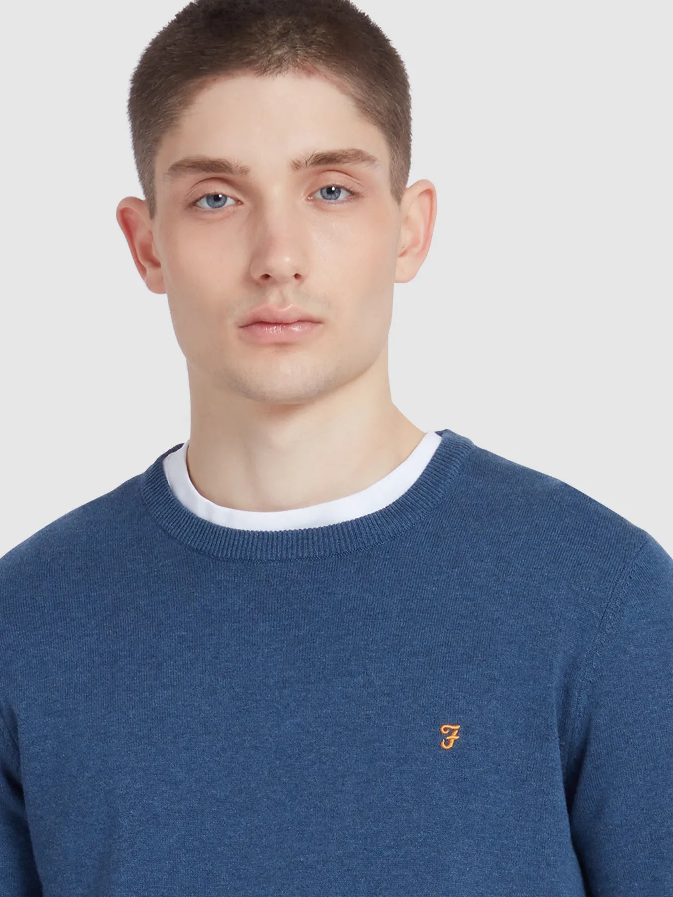 Mullen Cotton Crew Neck Sweater In Cold Metal Marl sold by Farah product image thumbnail 4