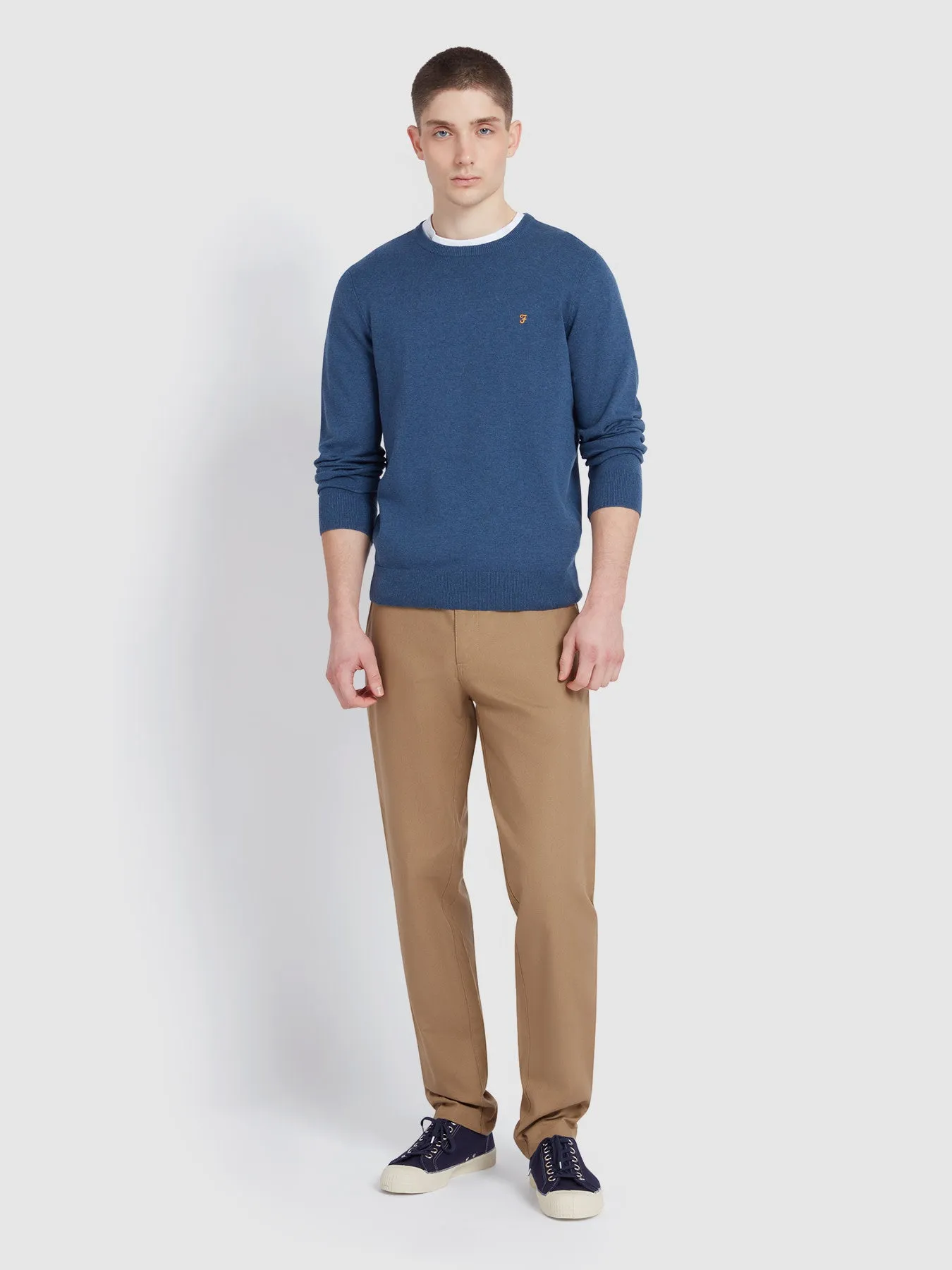 Mullen Cotton Crew Neck Sweater In Cold Metal Marl sold by Farah product image thumbnail 2