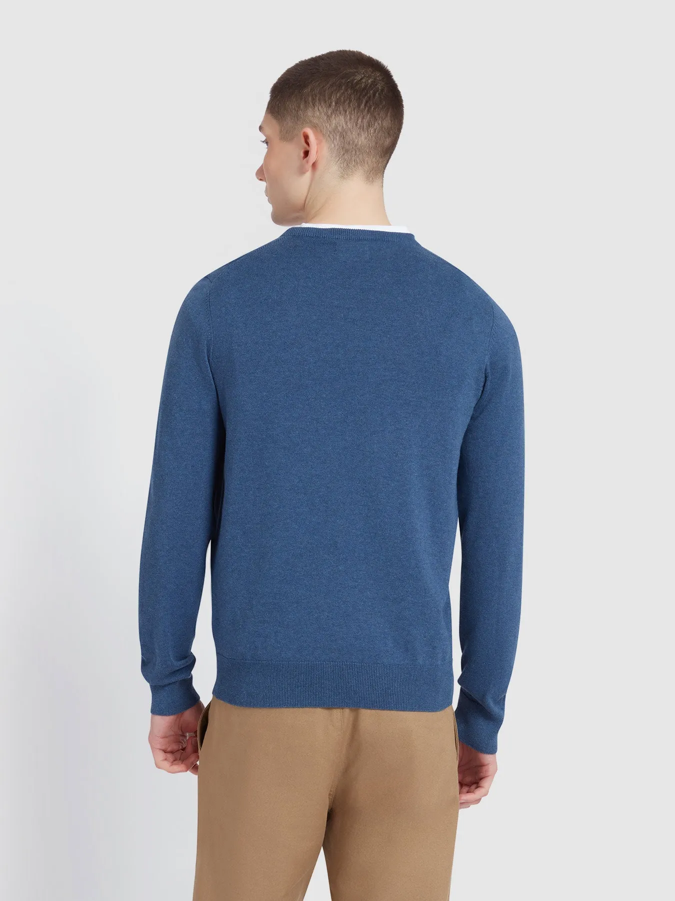 Mullen Cotton Crew Neck Sweater In Cold Metal Marl sold by Farah product image thumbnail 3