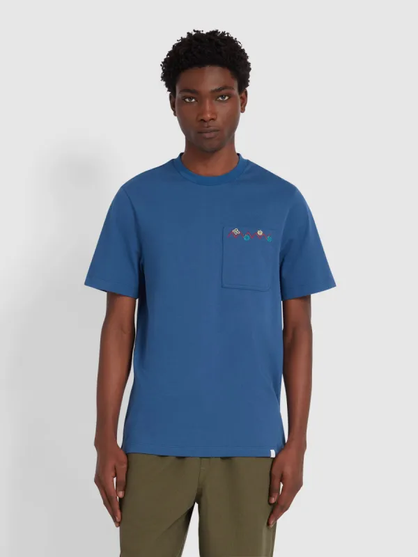 Stacy Embroidered Pocket T-Shirt In Cold Metal made by Farah