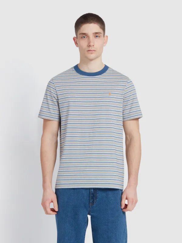 Danny Stripe T-Shirt In Cold Metal sold by Farah